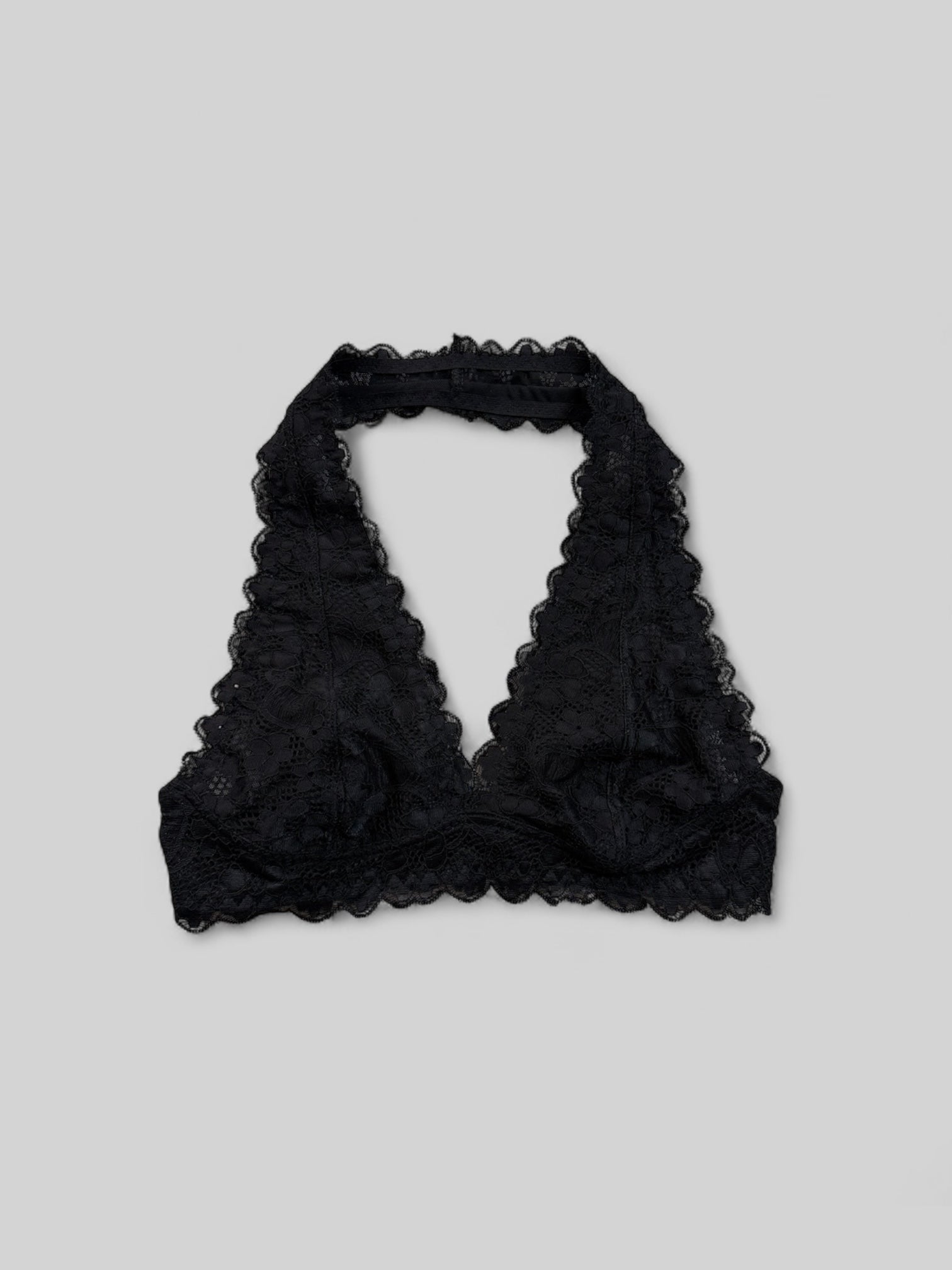 LACE HALTER BRALETTE BLACK