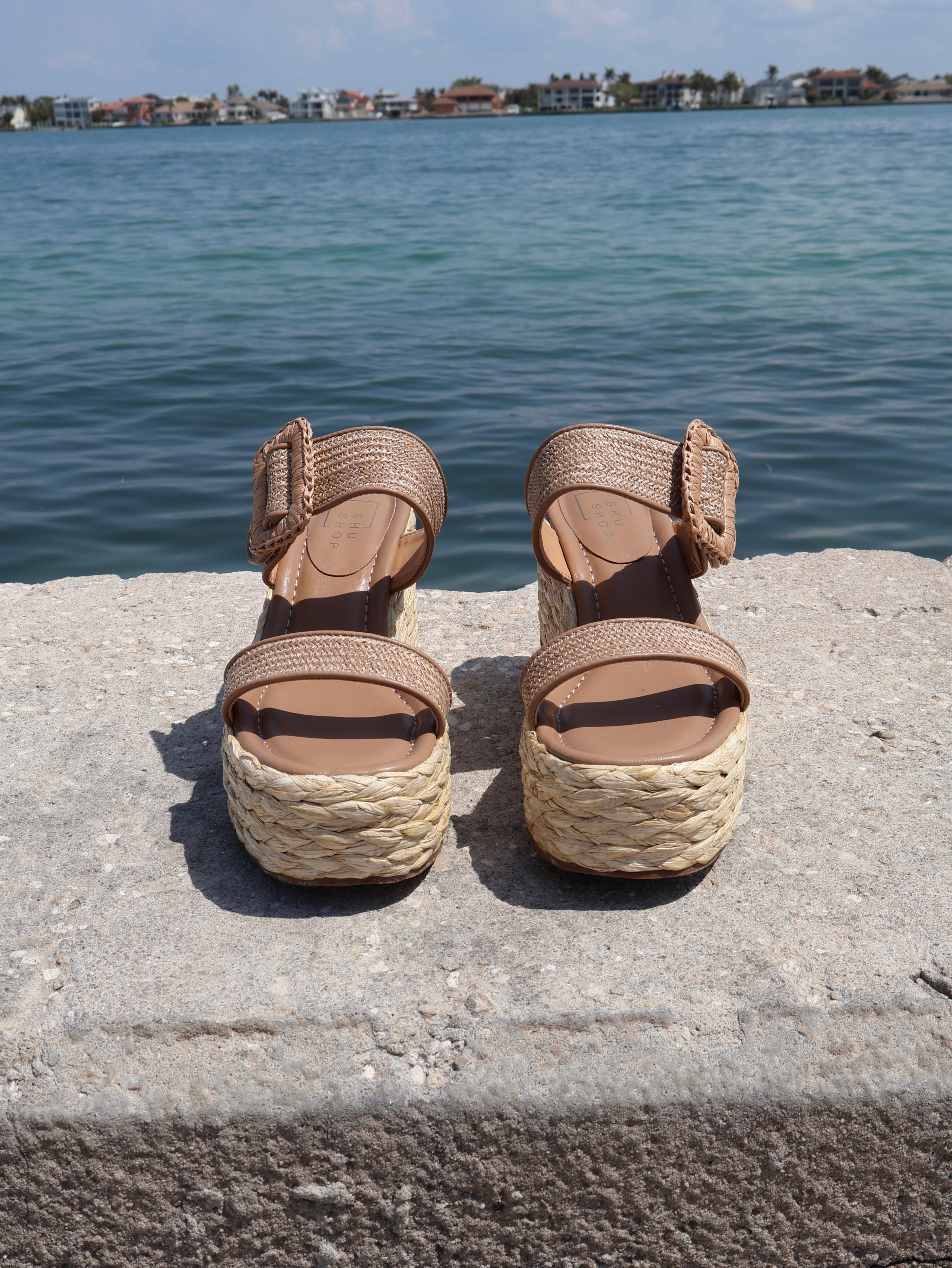 Leena Buckle Wedges Natural