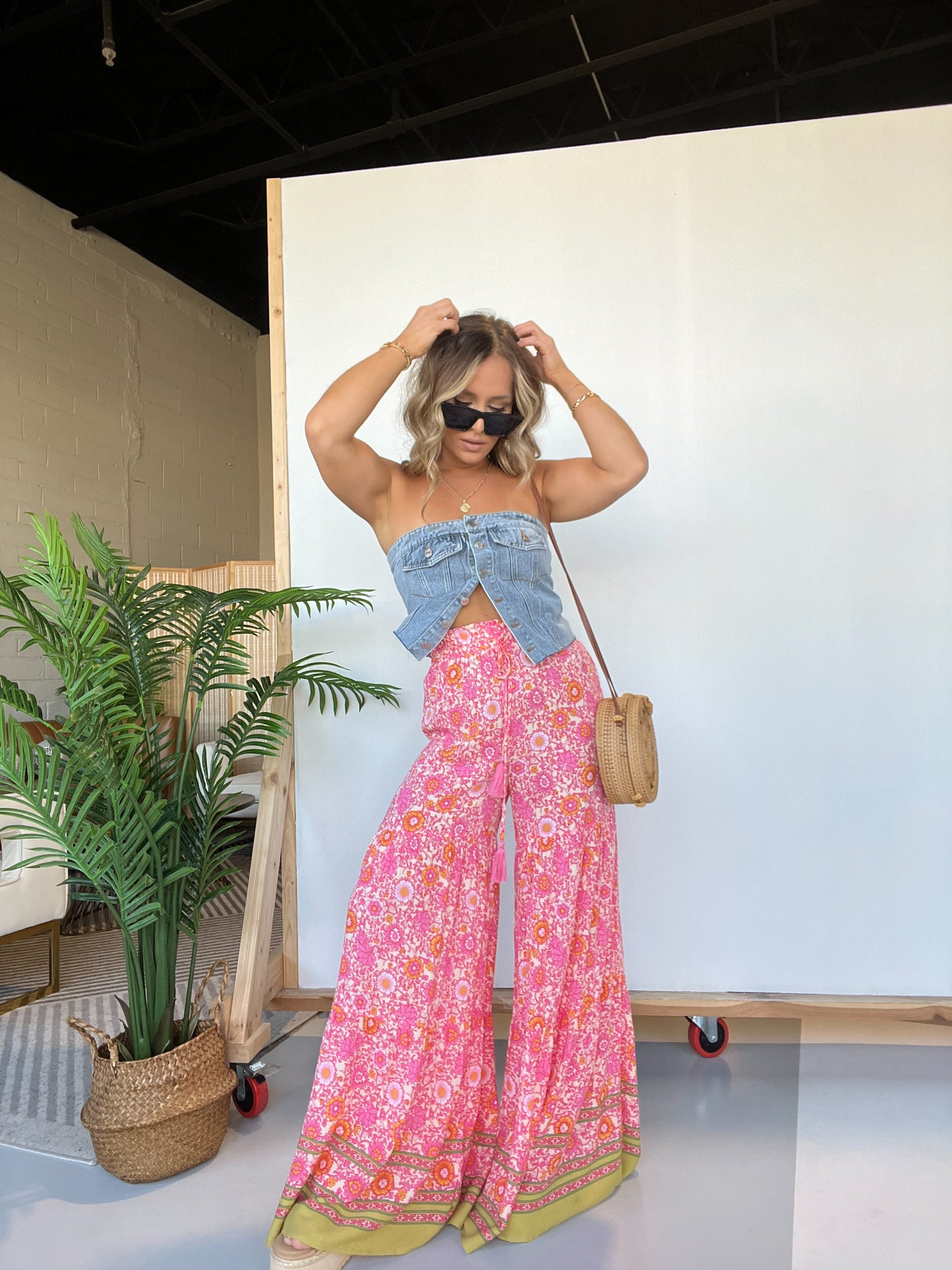 Pinkish Bloom Wide Leg Boho Pants