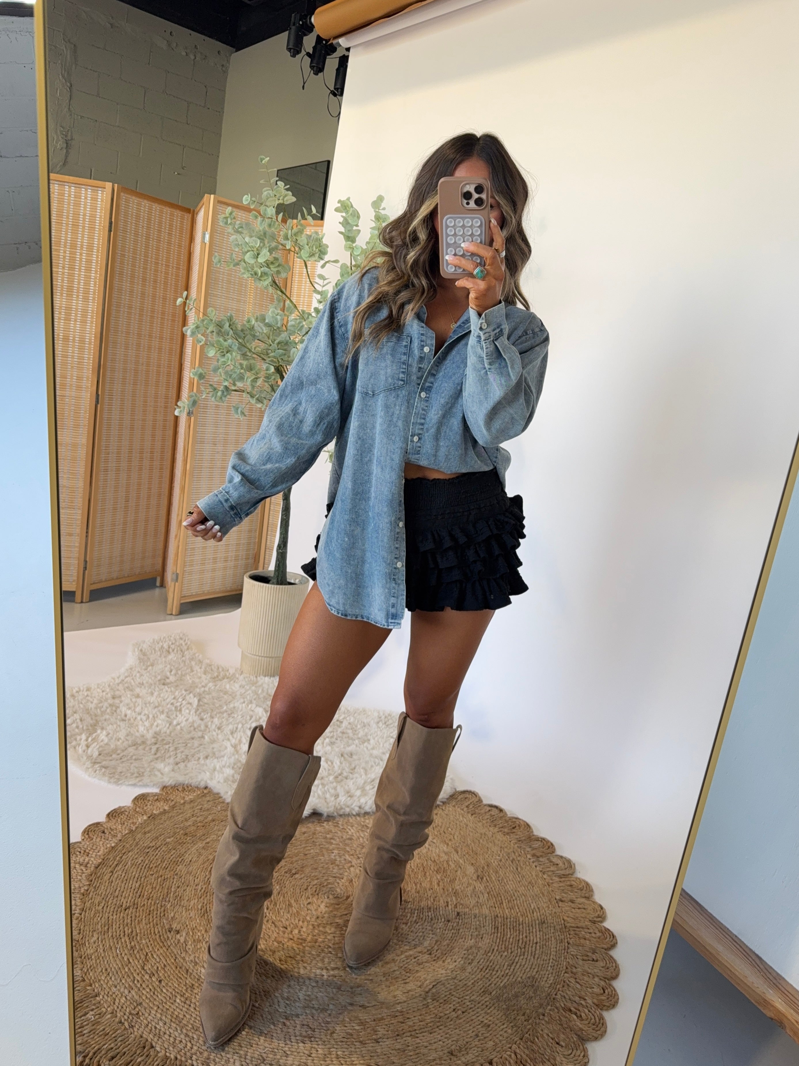 Charlotte Ruffle Mini Skort Black