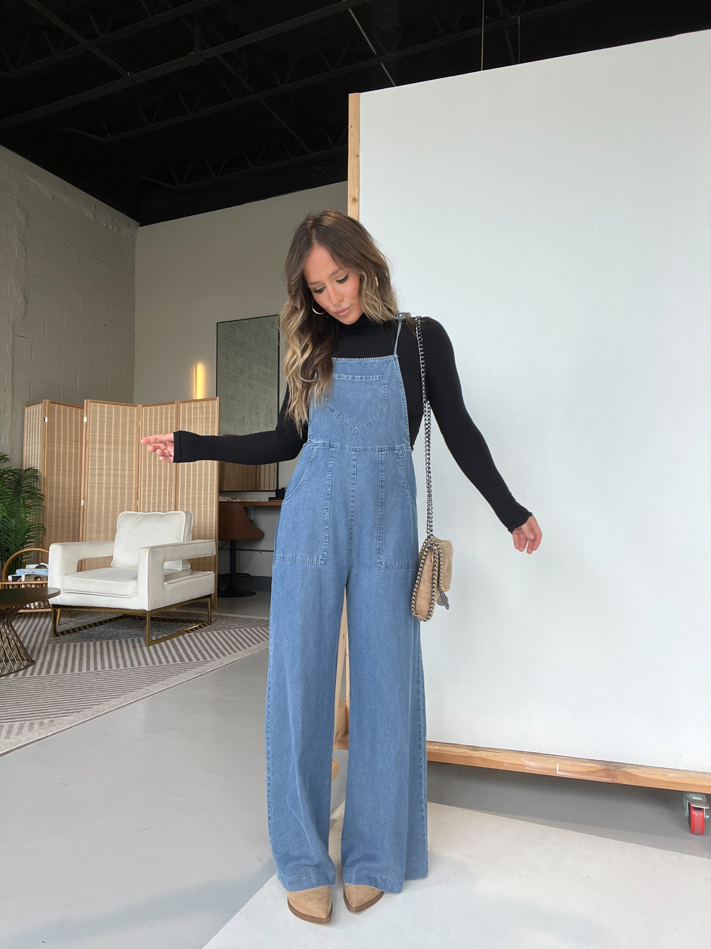 Farrah Tencel Wide Leg Overalls