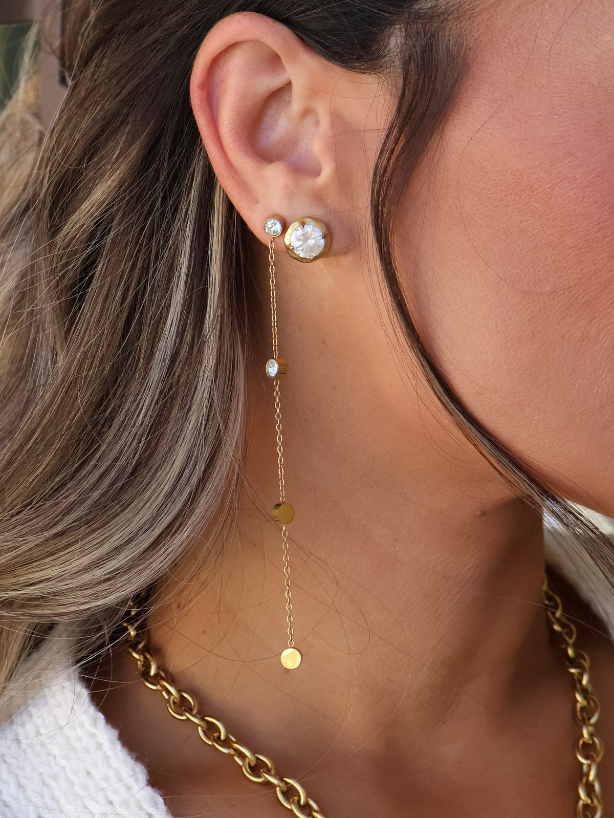 Solene Gold Bezel Studs