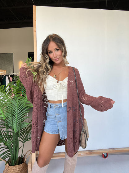 Autumn Breeze Oversized Knit Cardigan Rust