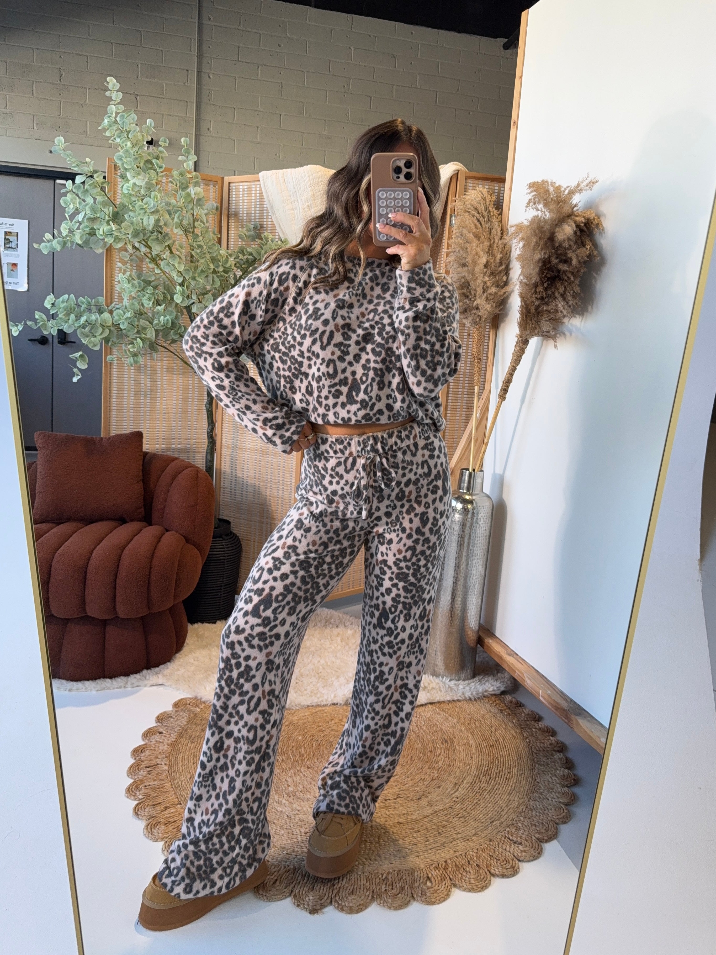 Cheetah Sisters Lounge Set Brown