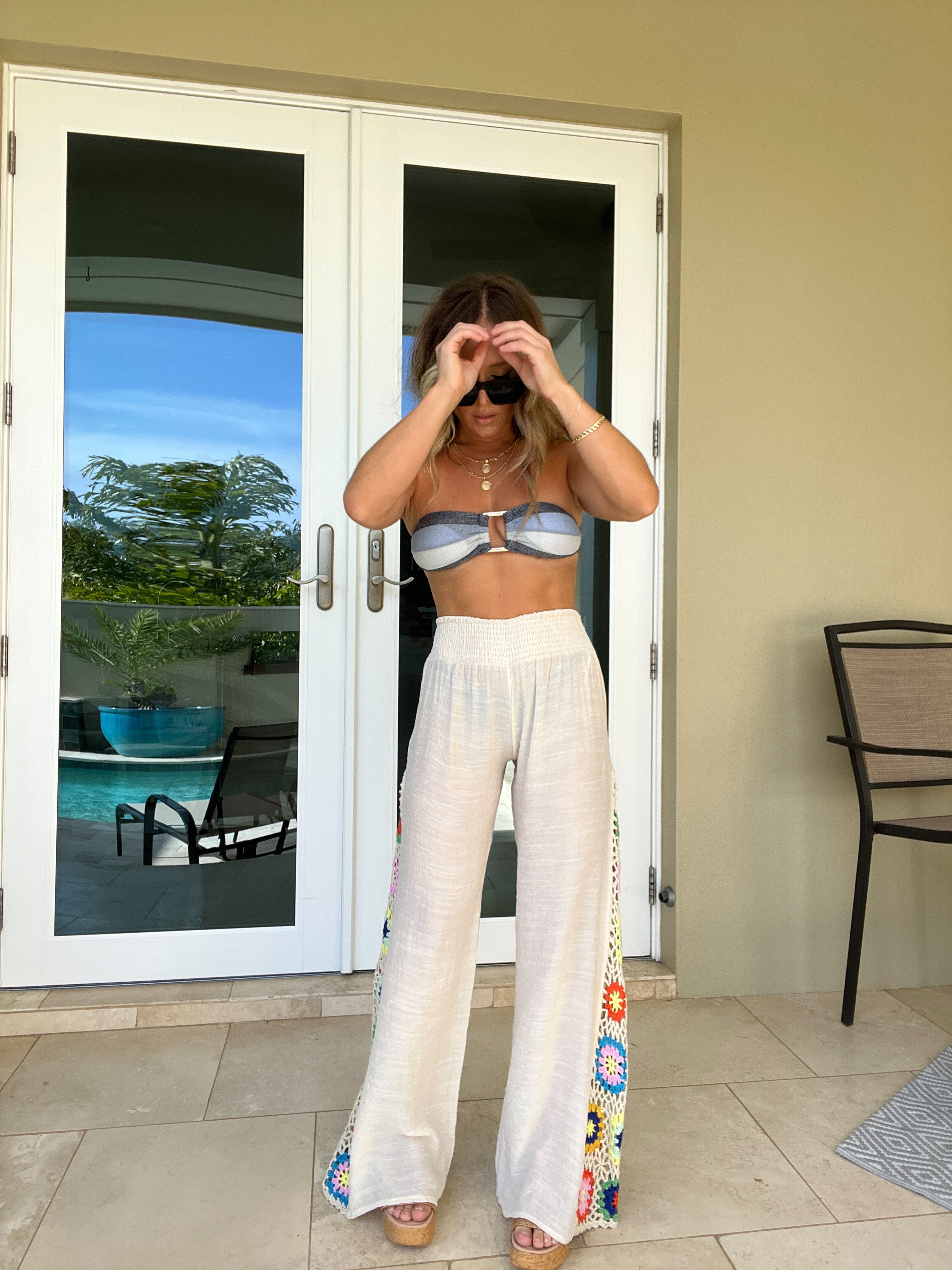 Villa Dreams Crochet Cover Up Pants Natural