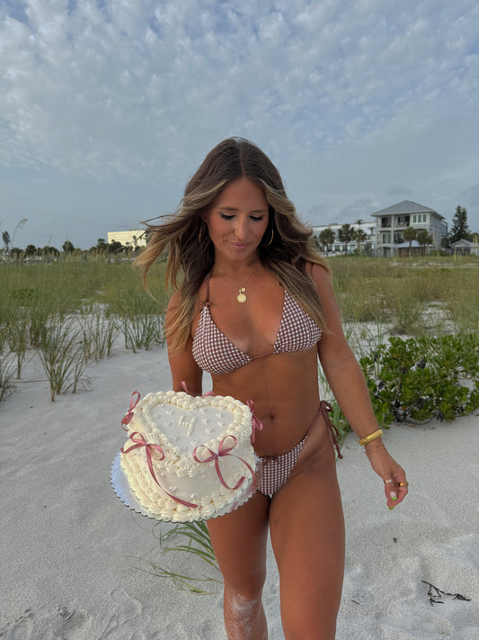 Coco Tree Bikini Top Brown Gingham