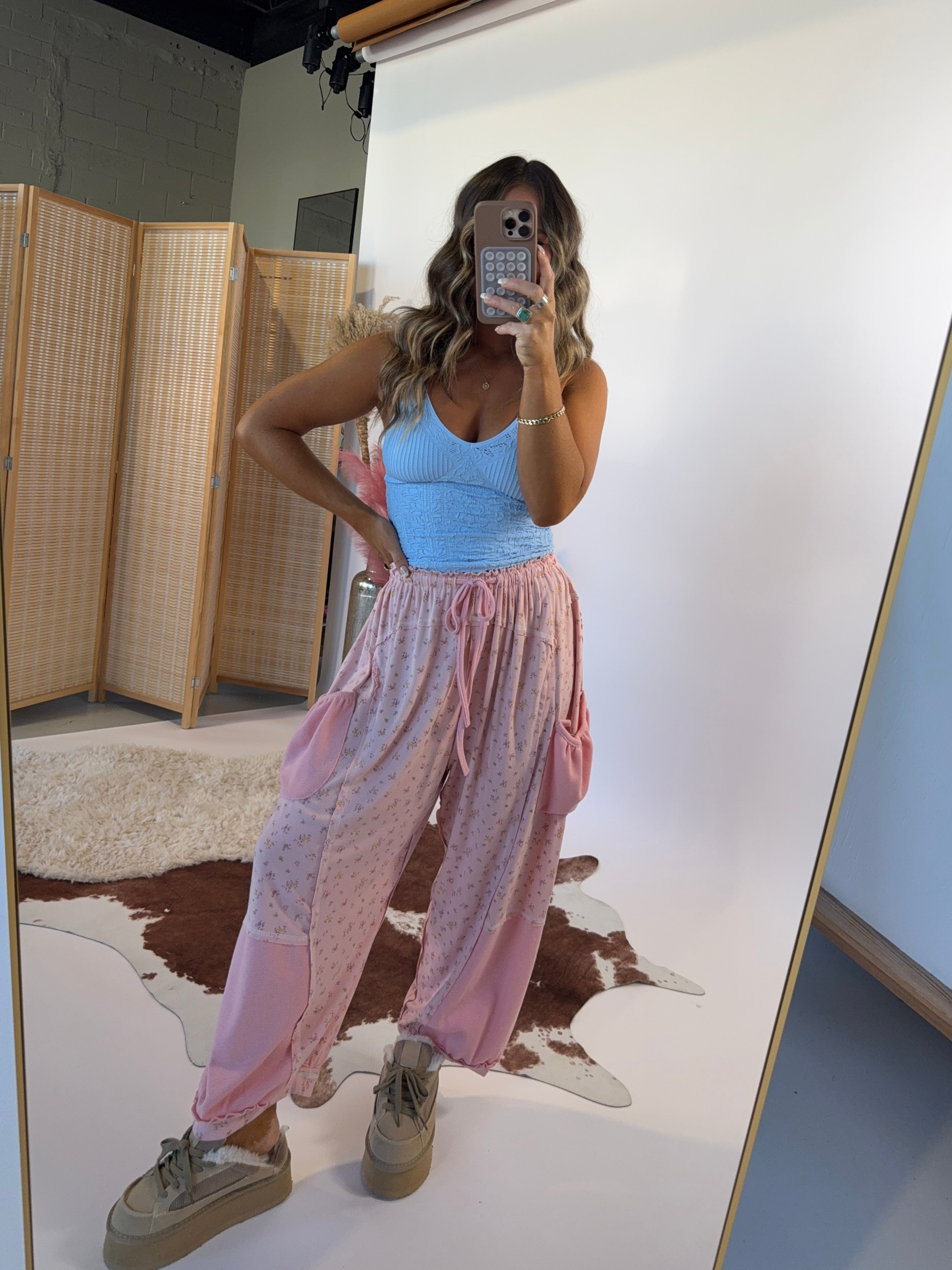 Folklore Barrel Lounge Pants Pink Multi