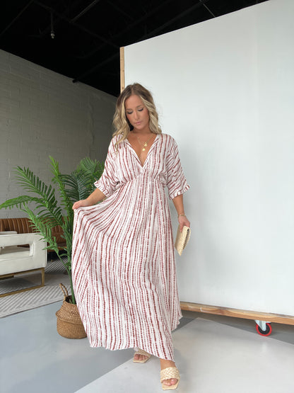 All I Need Printed Maxi Dress Ivory Brown