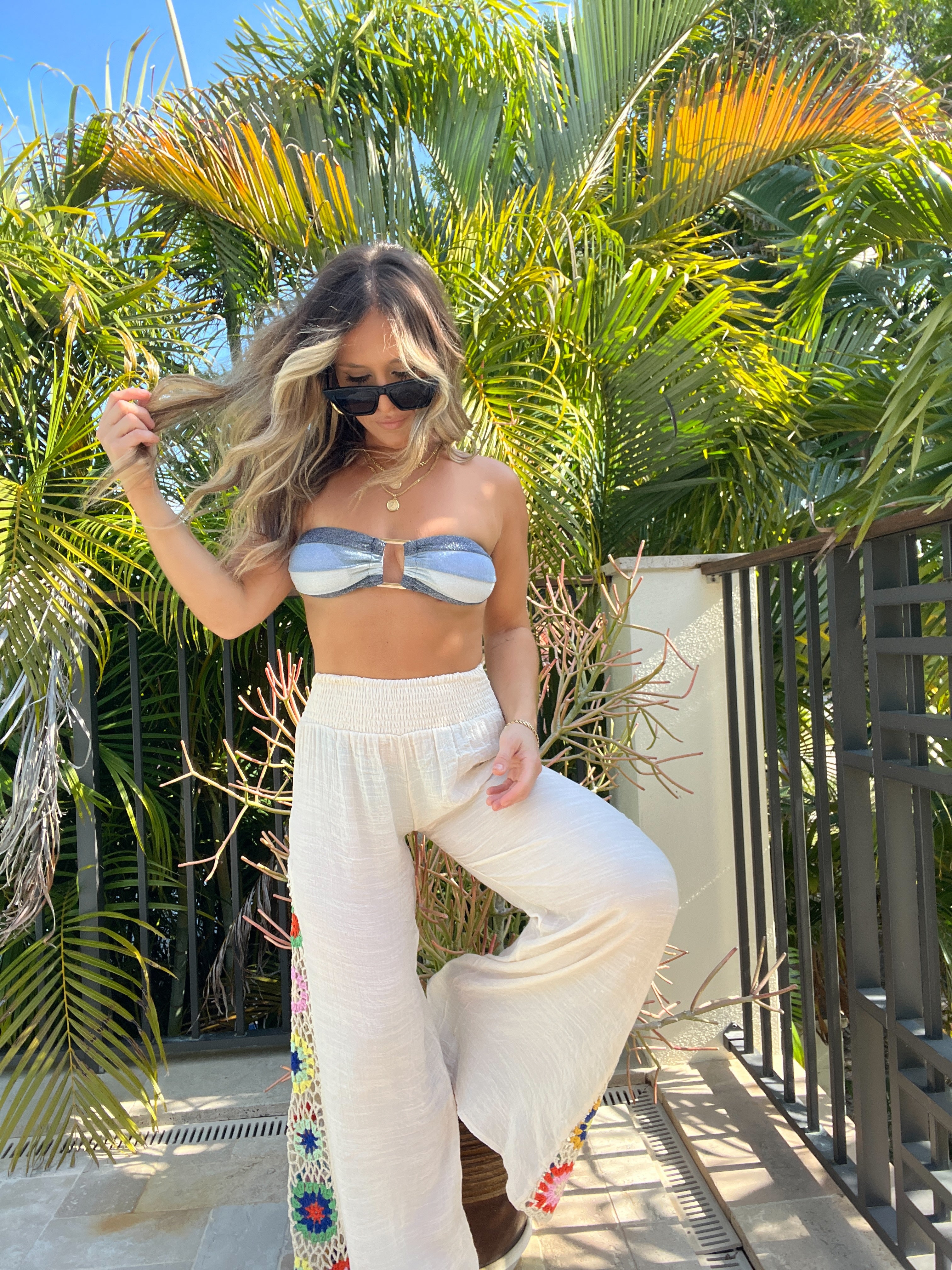 Villa Dreams Crochet Cover Up Pants Natural