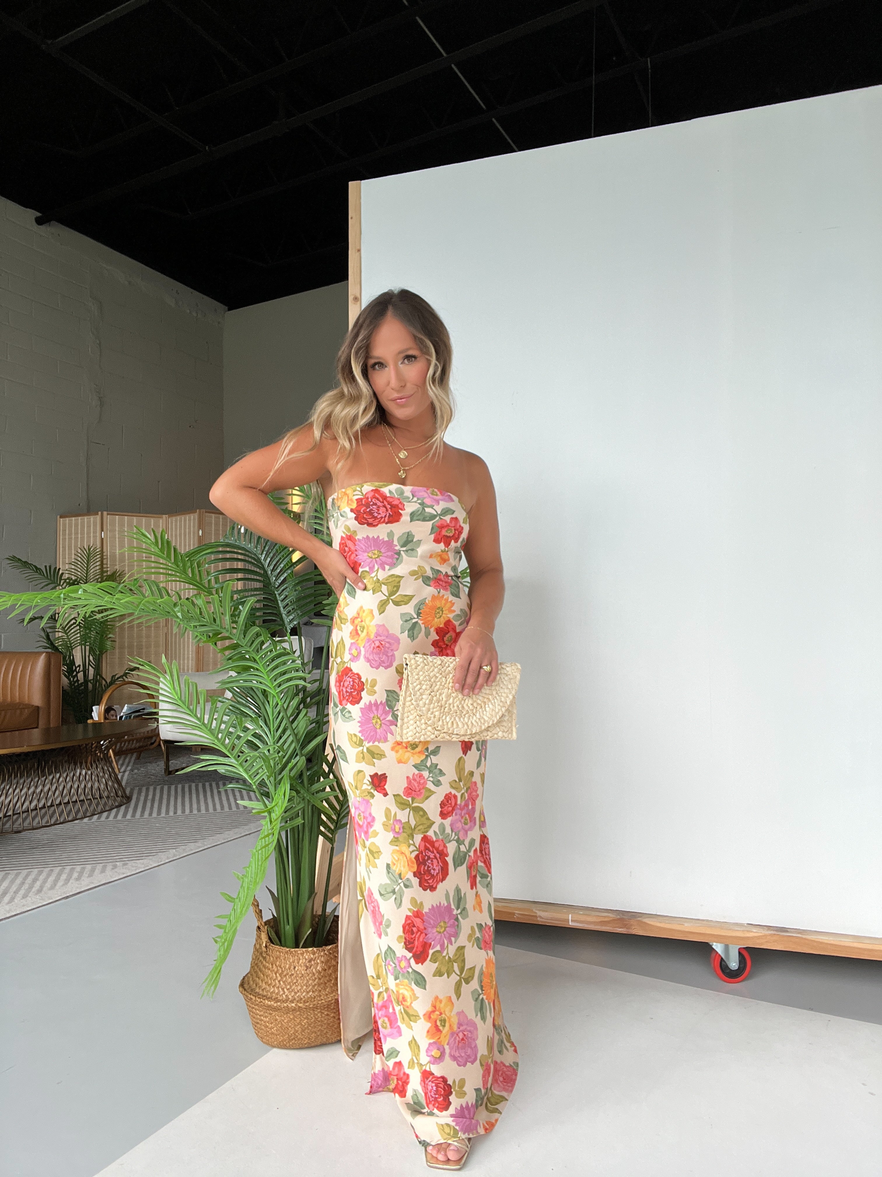 Hot Summer Nights Satin Maxi Dress Multi
