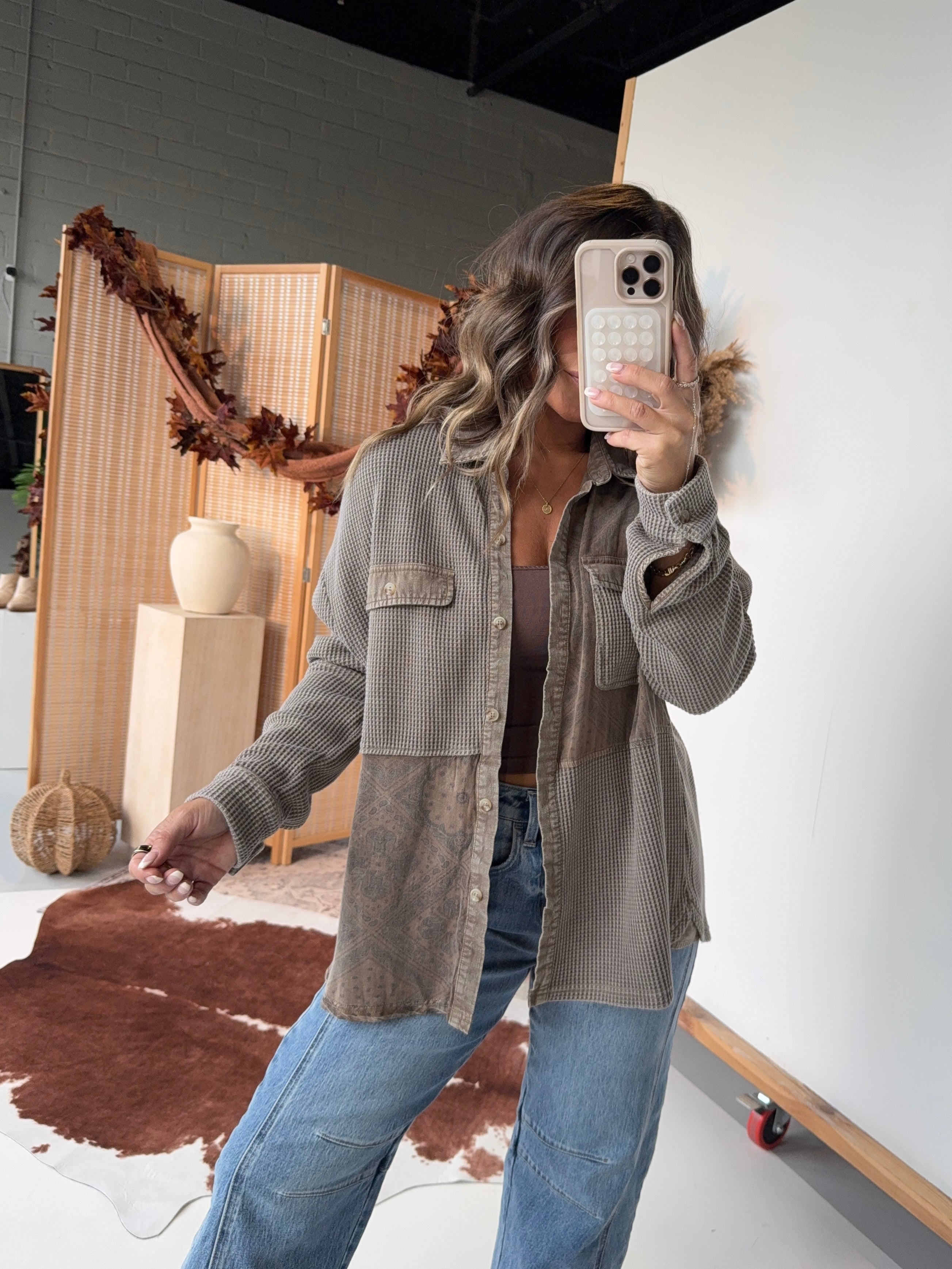 Coffee in the Morning Button Down Brown