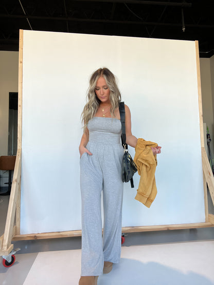 Tempo Tube Top Jumpsuit Heather Grey