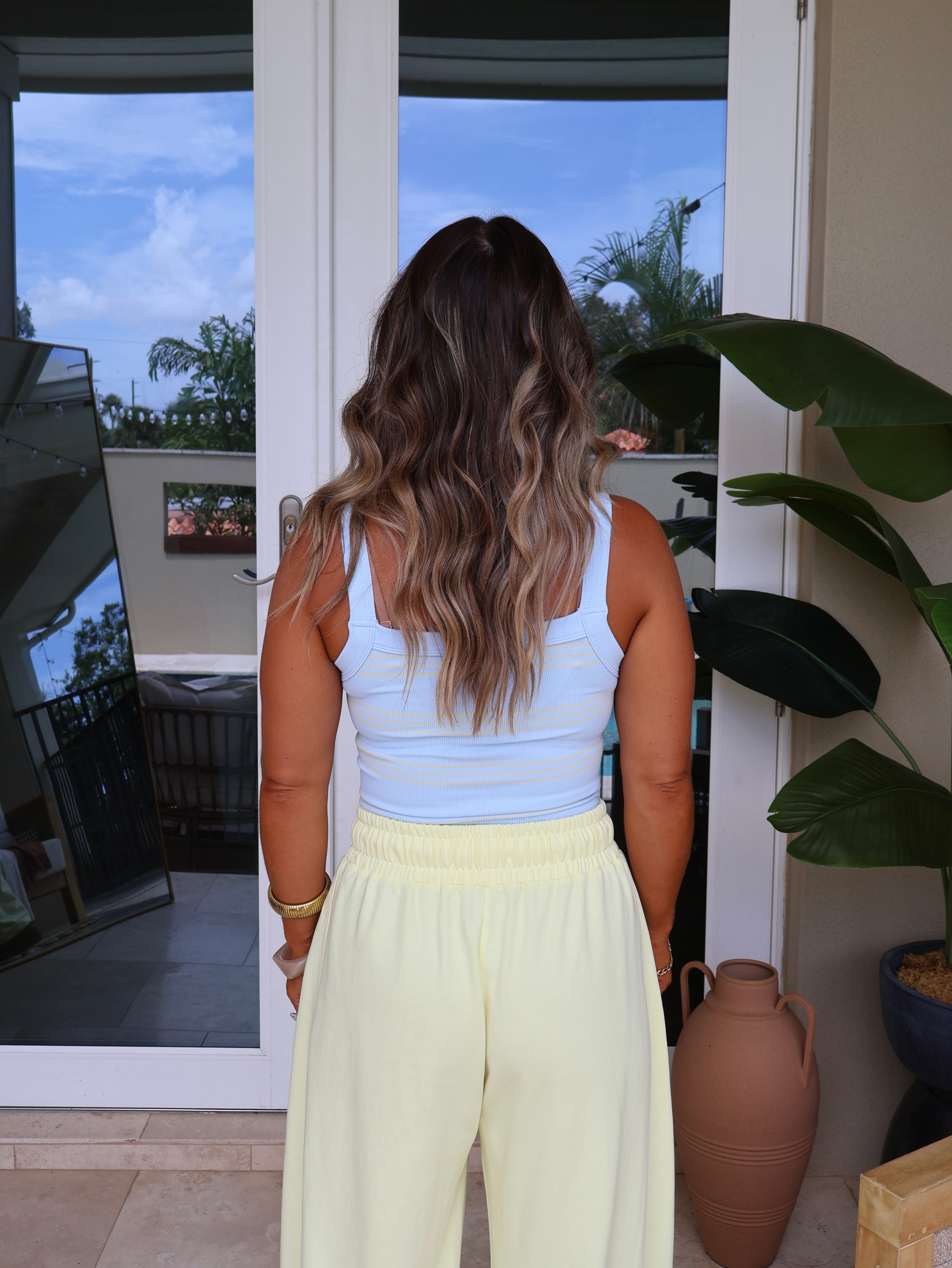 Leah Striped Tank Powder Blue/Cream