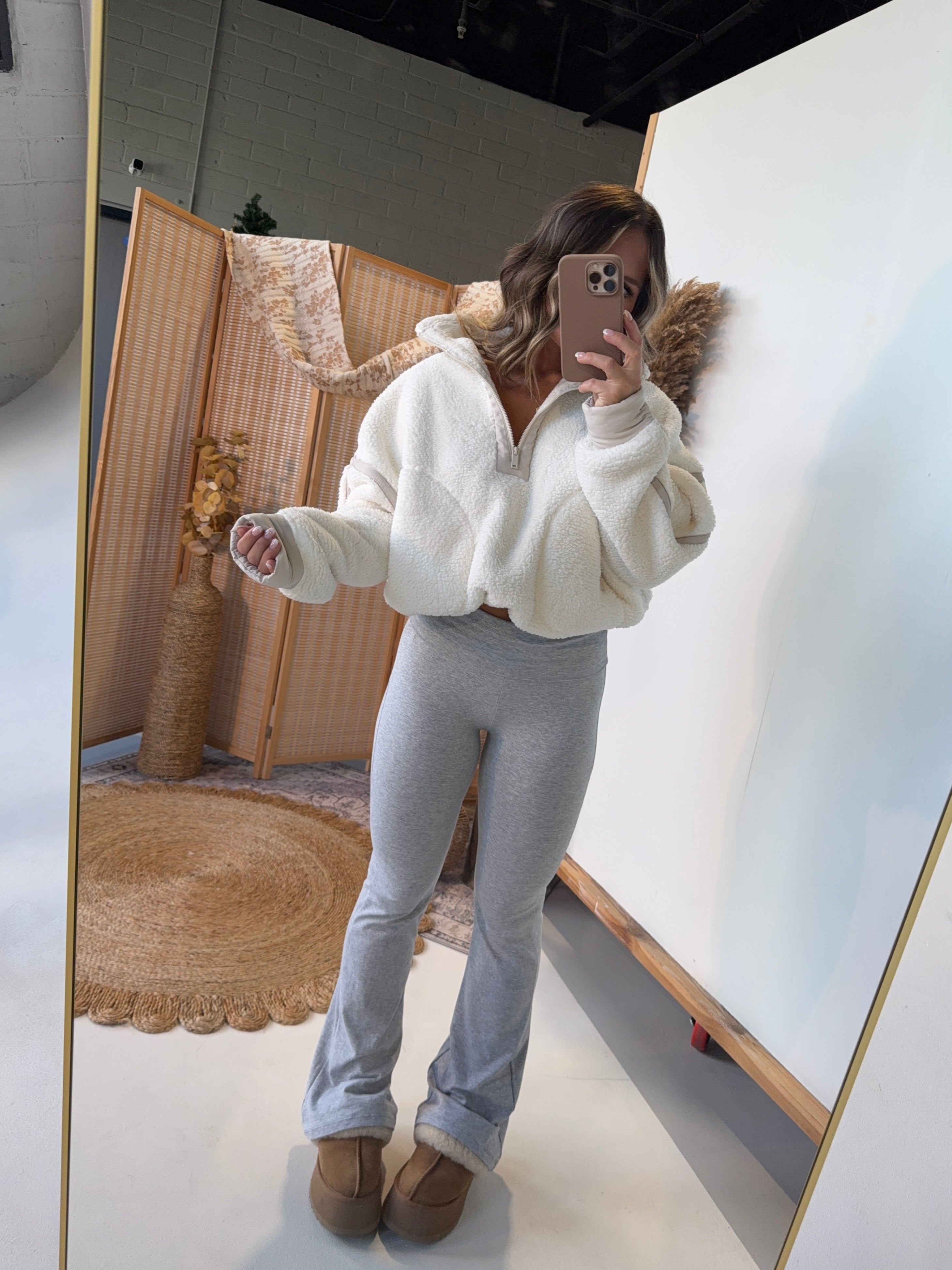 Never Easy Fold Over Flares Heather Grey