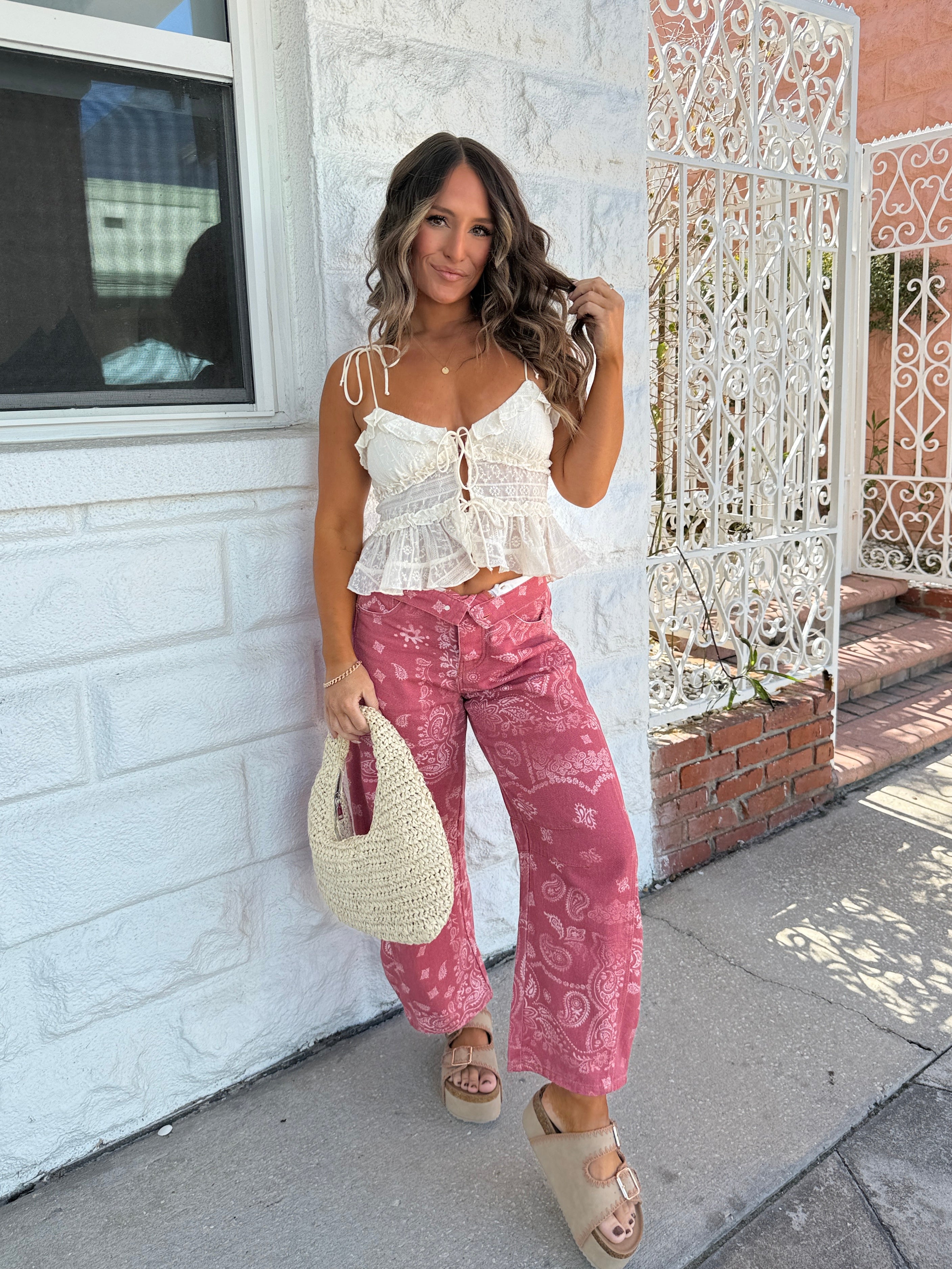 Rosebud Barrel Jeans Paisley Dusty Rose