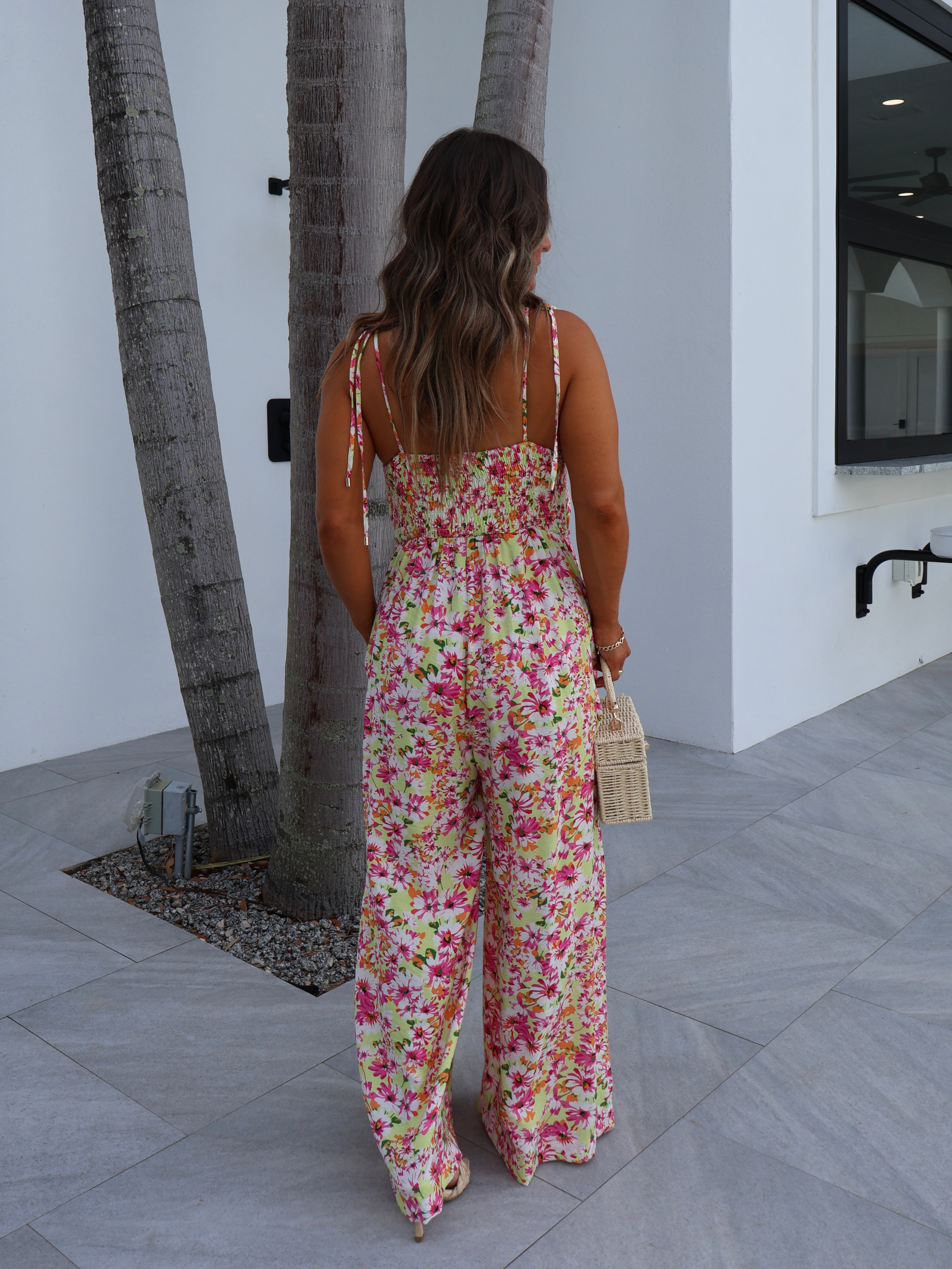 Electric Bloom Jumpsuit Lime Multi