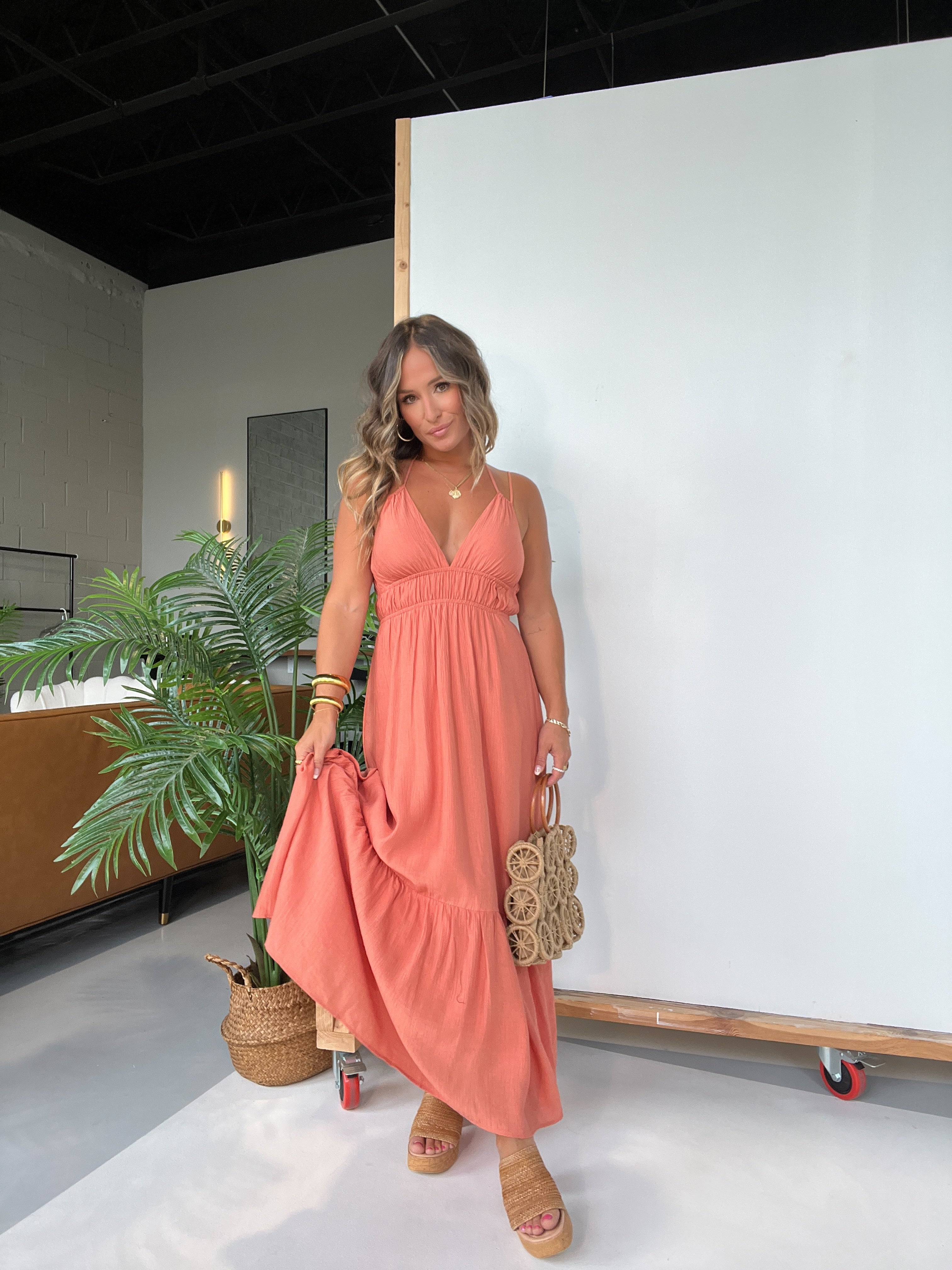 All I Wanted Halter Midi Dress Coral