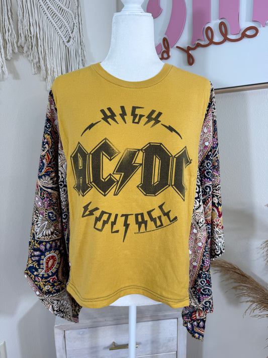 AC/DC Mix & Match Tee Tan Mustard Floral