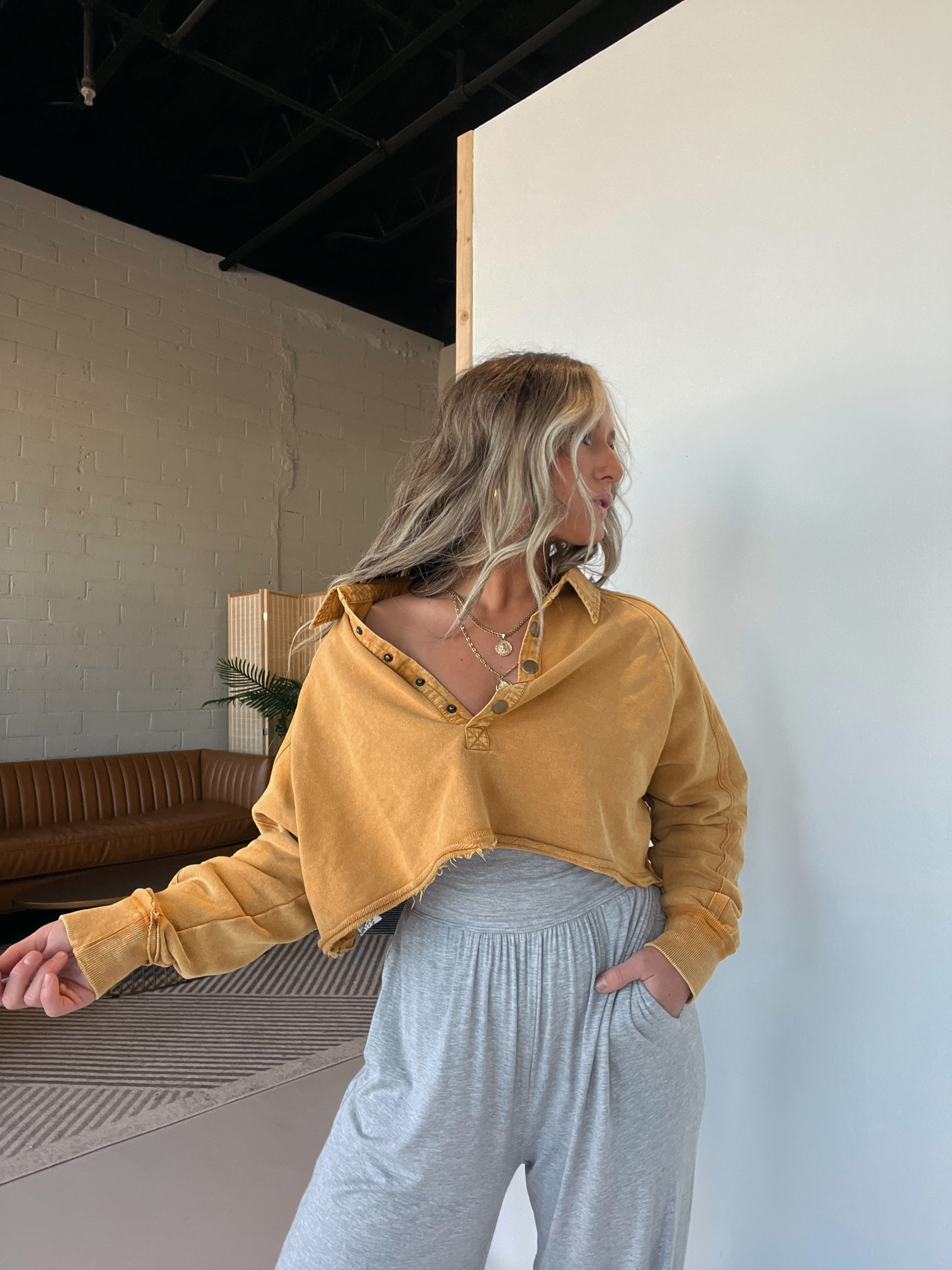 FP Dupe Cropped Sweatshirt Camel