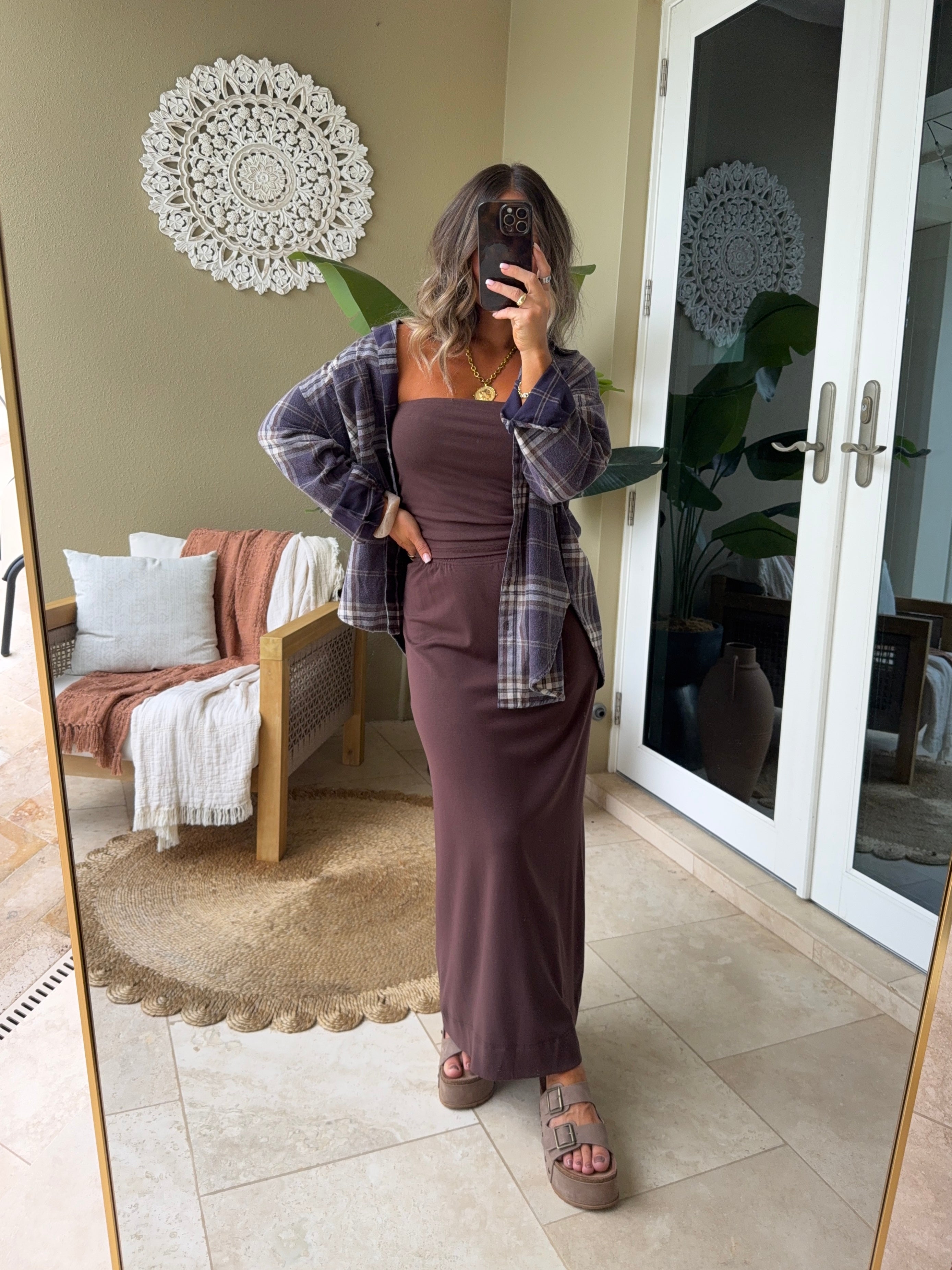 Claudia Casual Skirt Set Chocolate