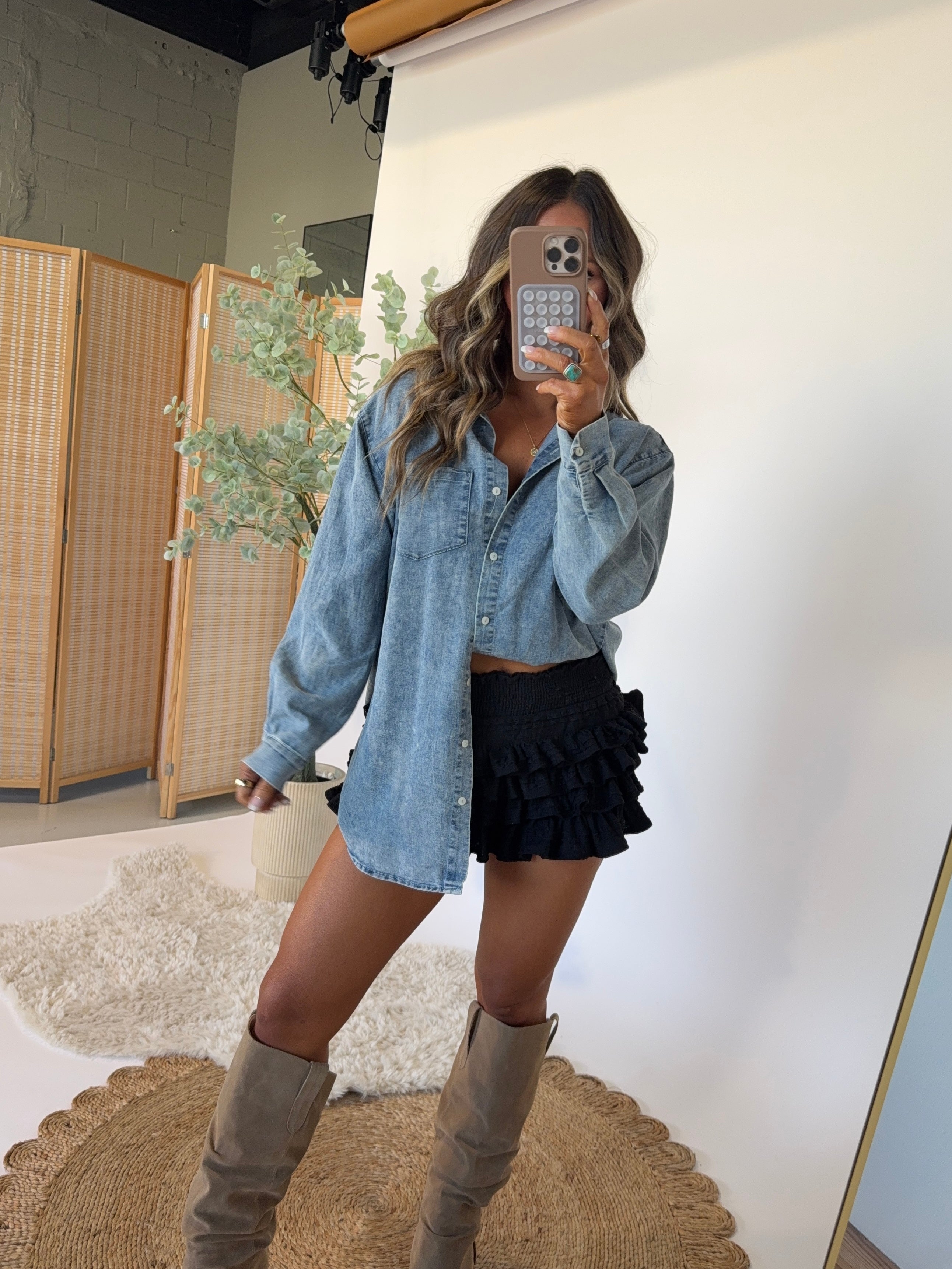 Charlotte Ruffle Mini Skort Black