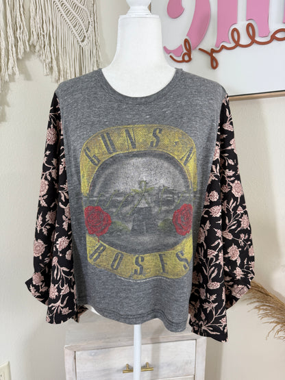 Guns N' Roses Mix & Match Tee Grey  Black Floral