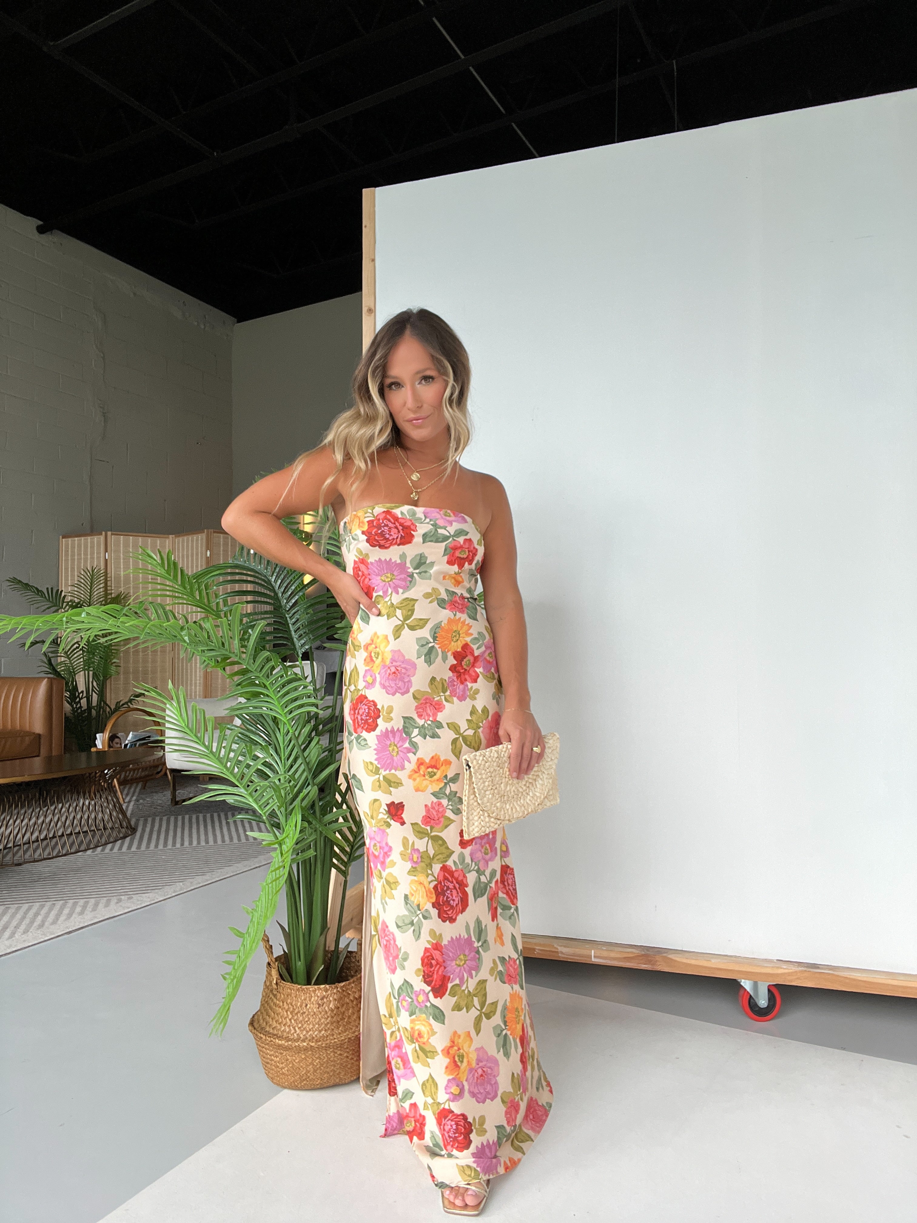 Hot Summer Nights Satin Maxi Dress Multi