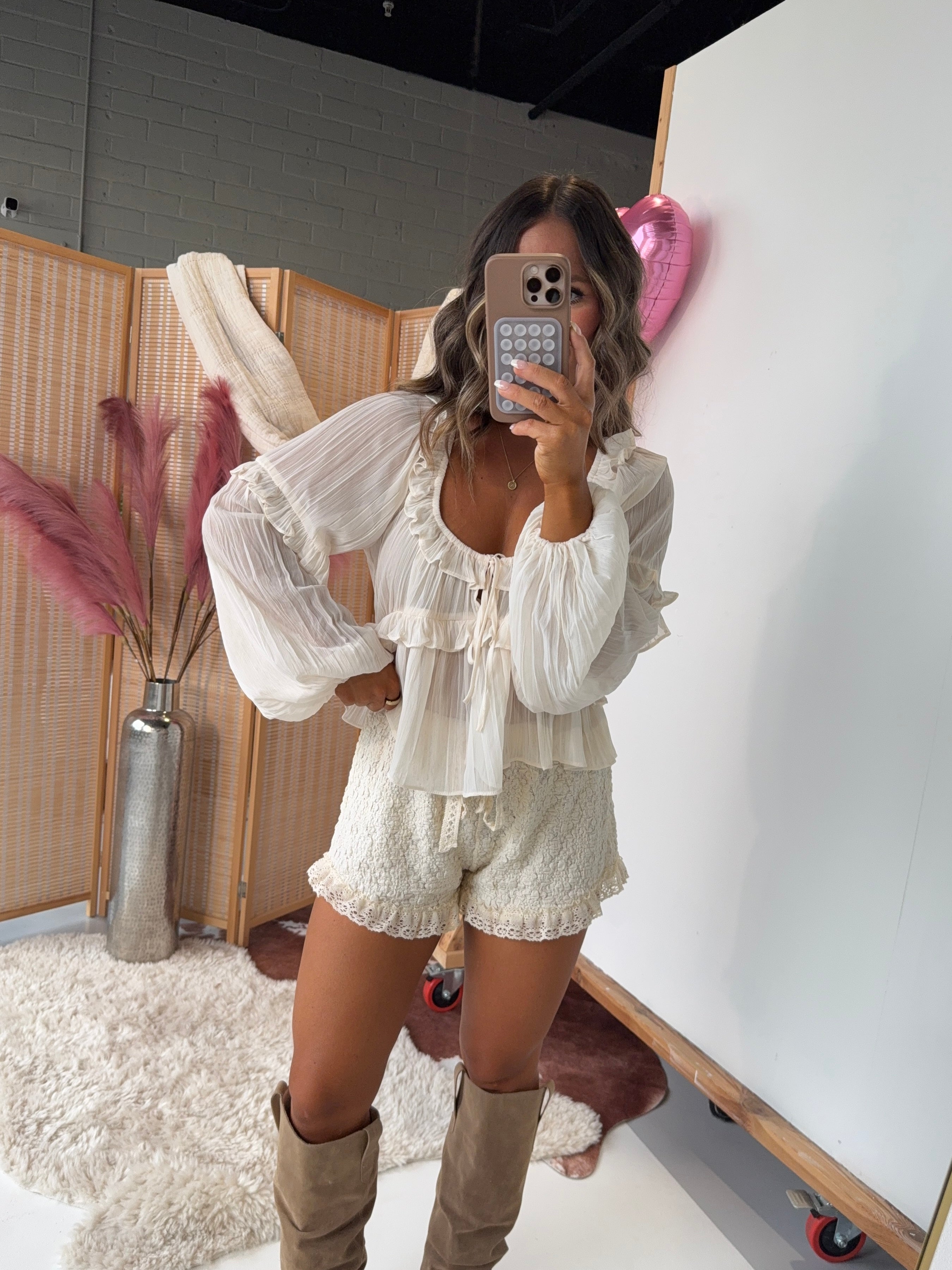 Darling Scoop Neck Blouse Cream