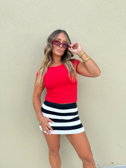Liberty Striped Mini Skort Navy