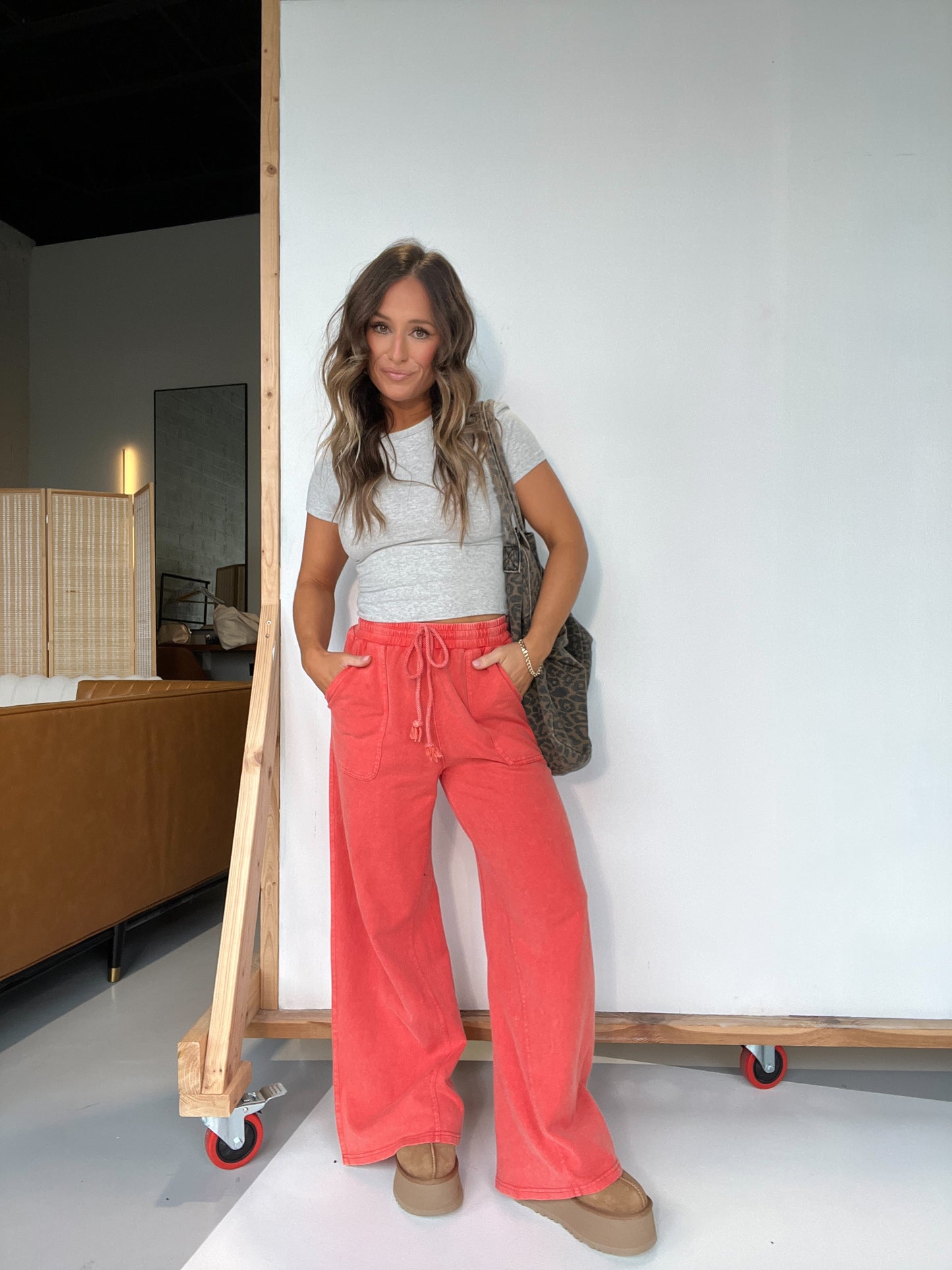 Bloome Wide Leg Pants Fusion Coral