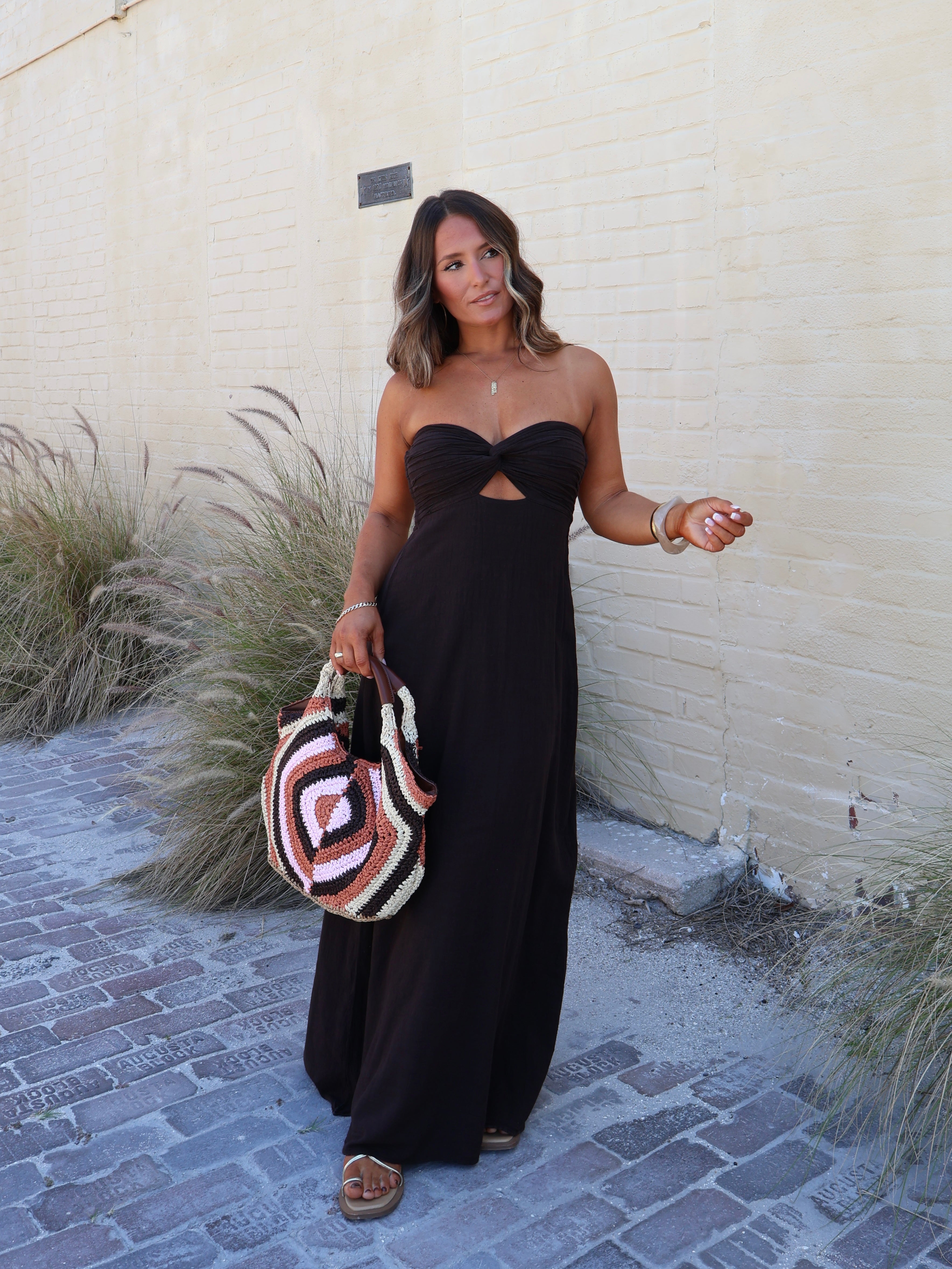 Eleanor Strapless Maxi Dress Espresso