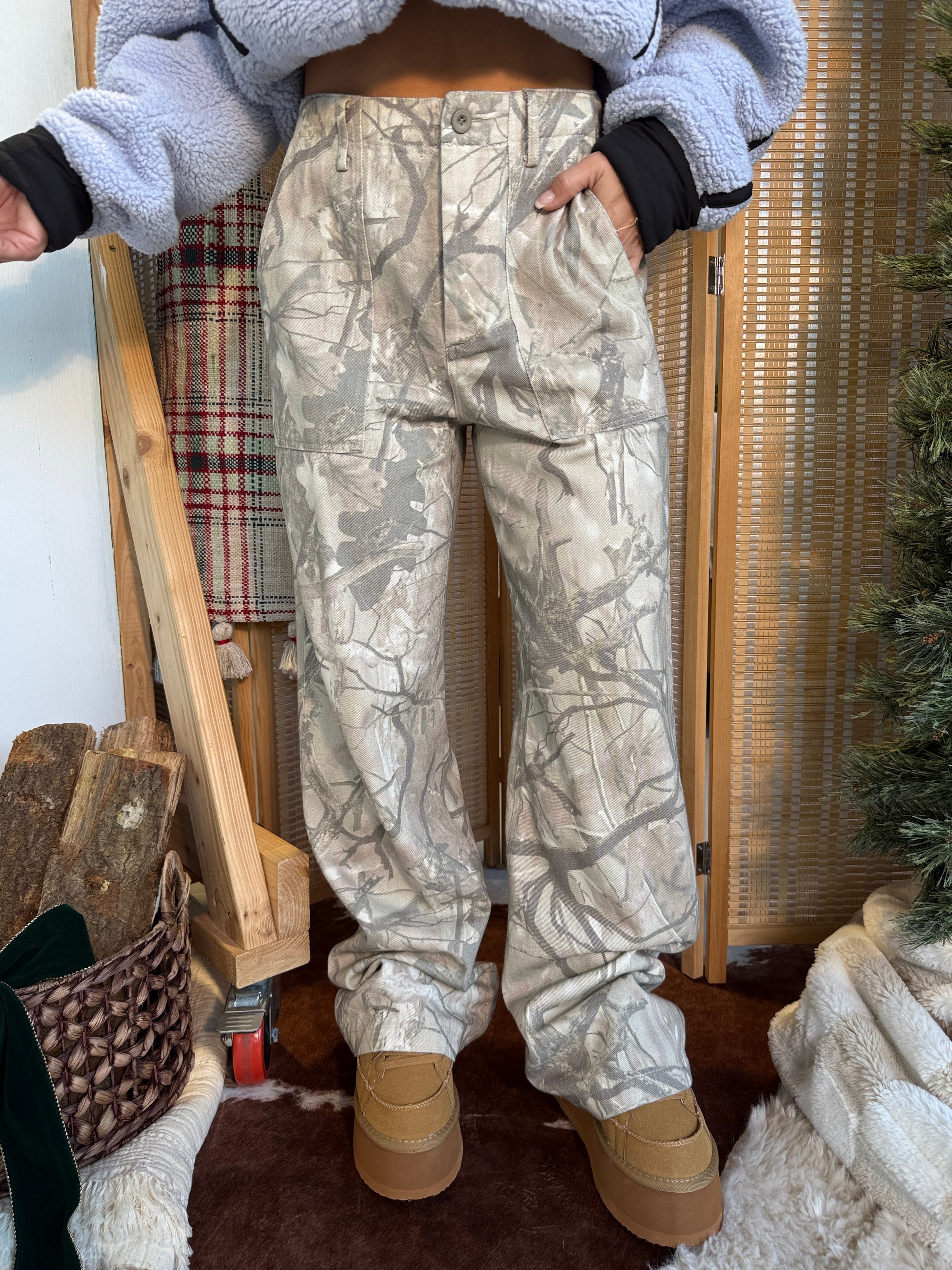 Woodlen High Waisted Camo Cargos