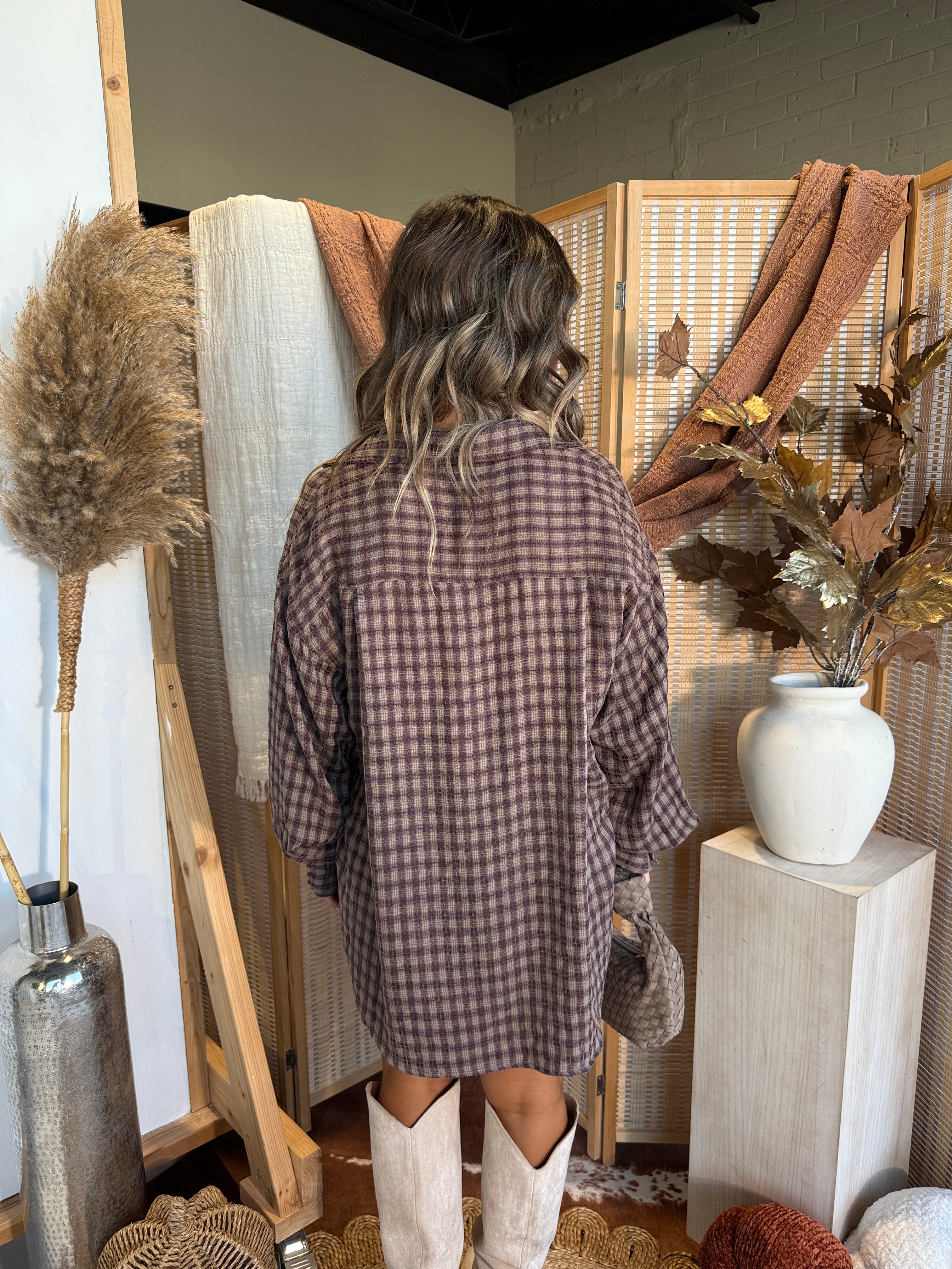 Hersey Kisses Plaid Button Down Brown