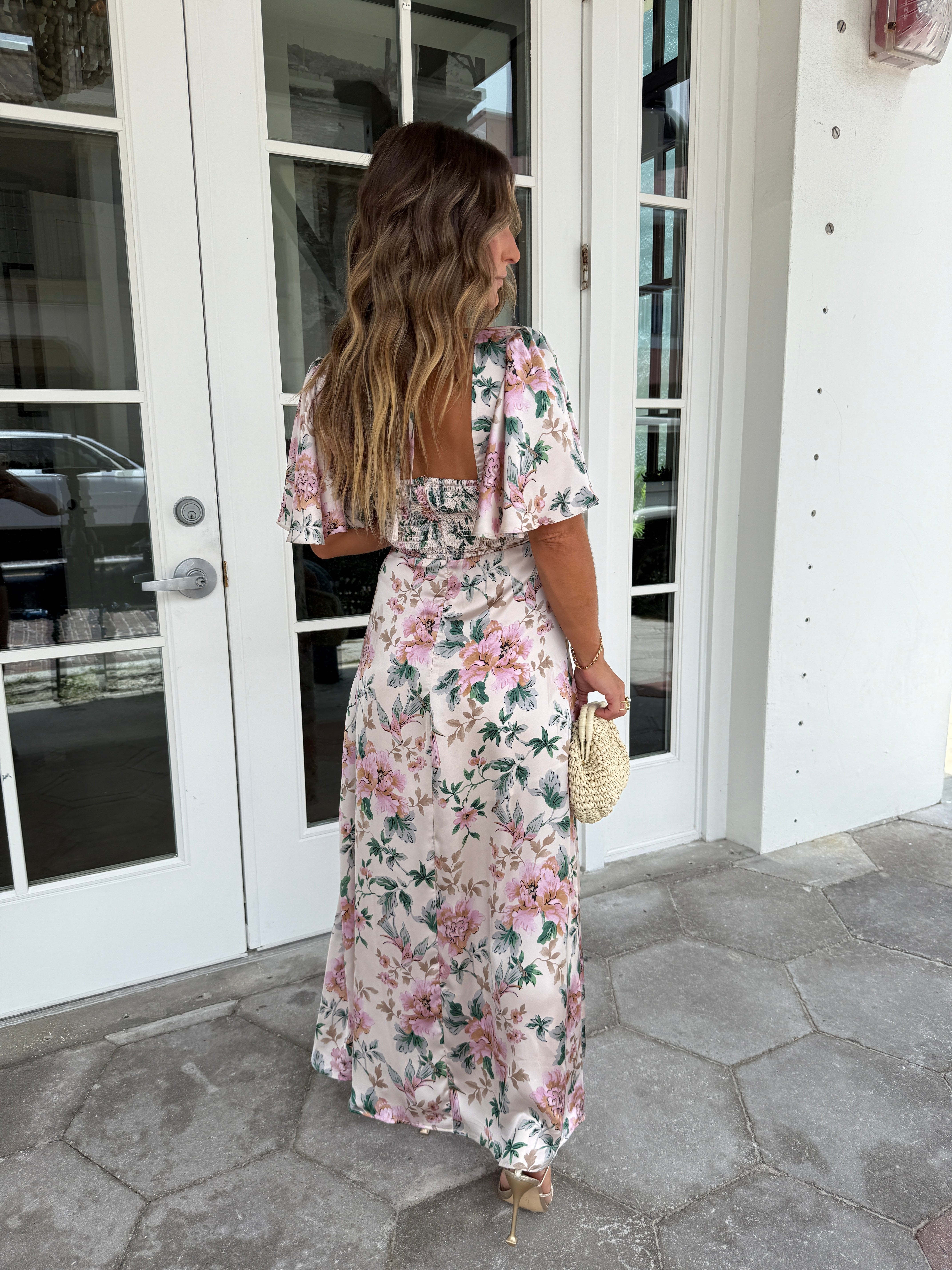 Loving Touch Floral Maxi Dress Ecru