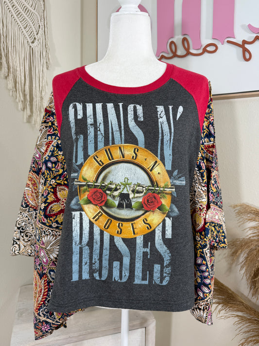 Guns N Roses Mix & Match Tee Grey Floral