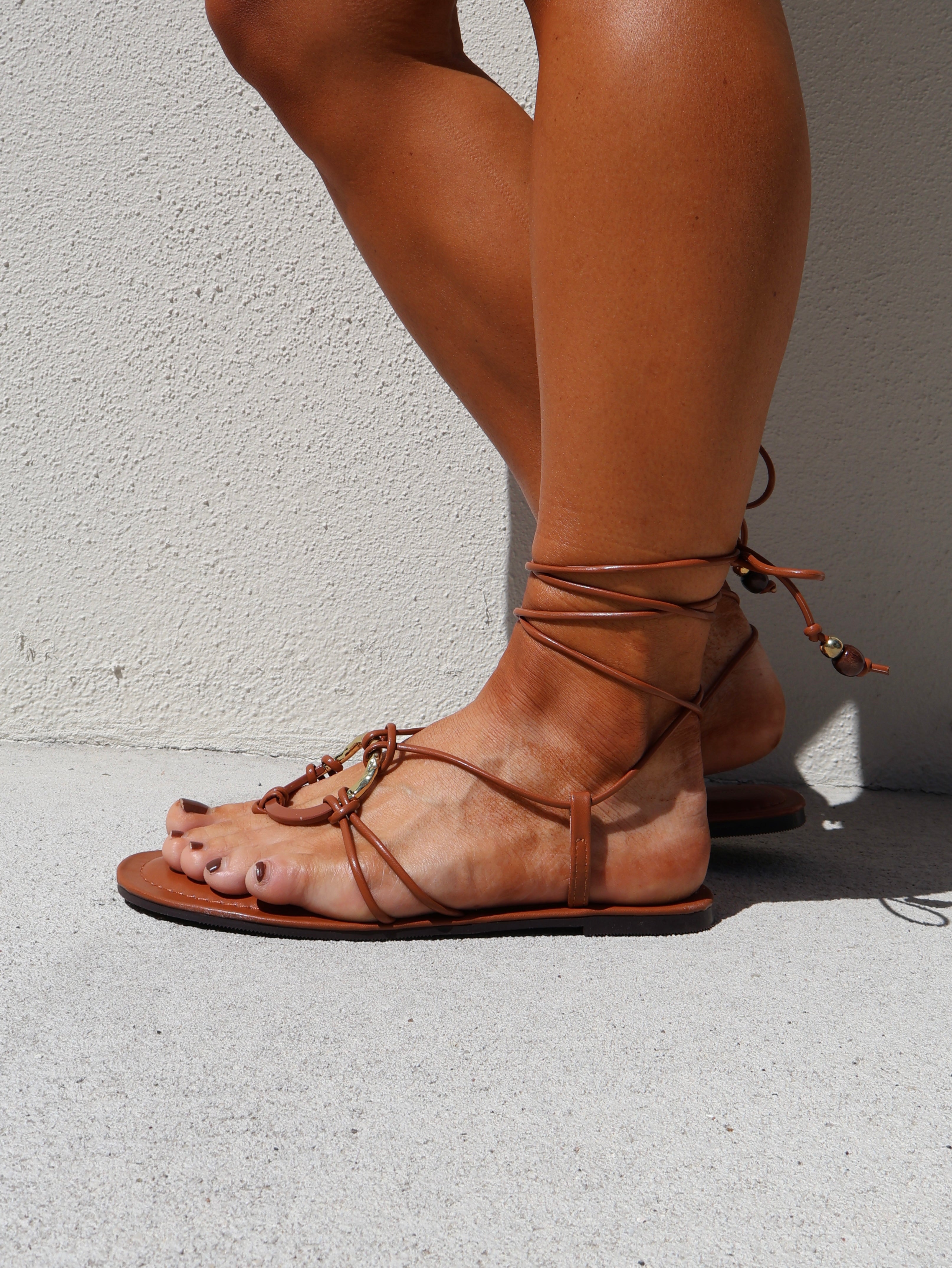 Neosa Lace Up Flats Whiskey