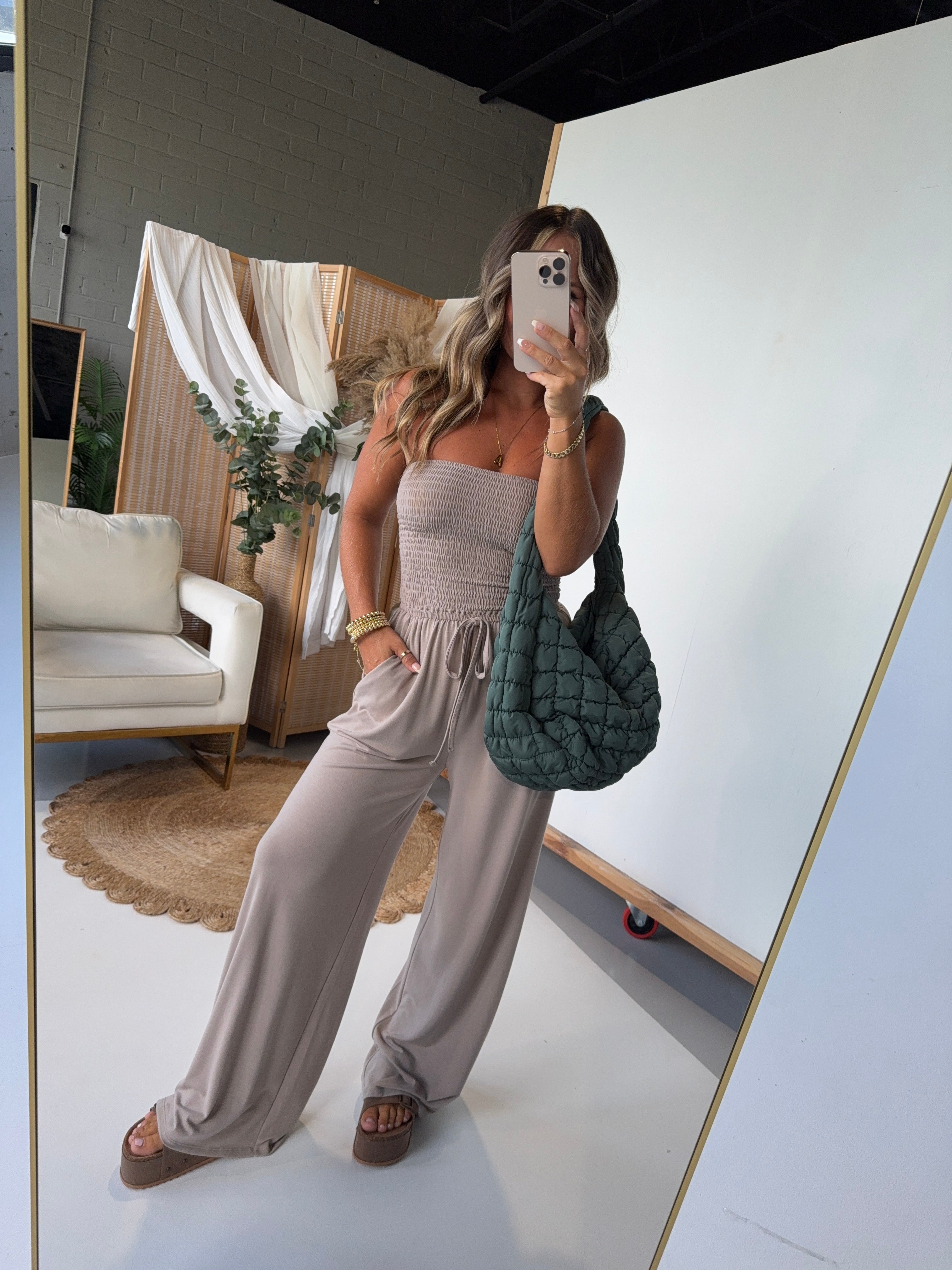 Ocean Breeze Tube Top Jumpsuit Ash Mocha