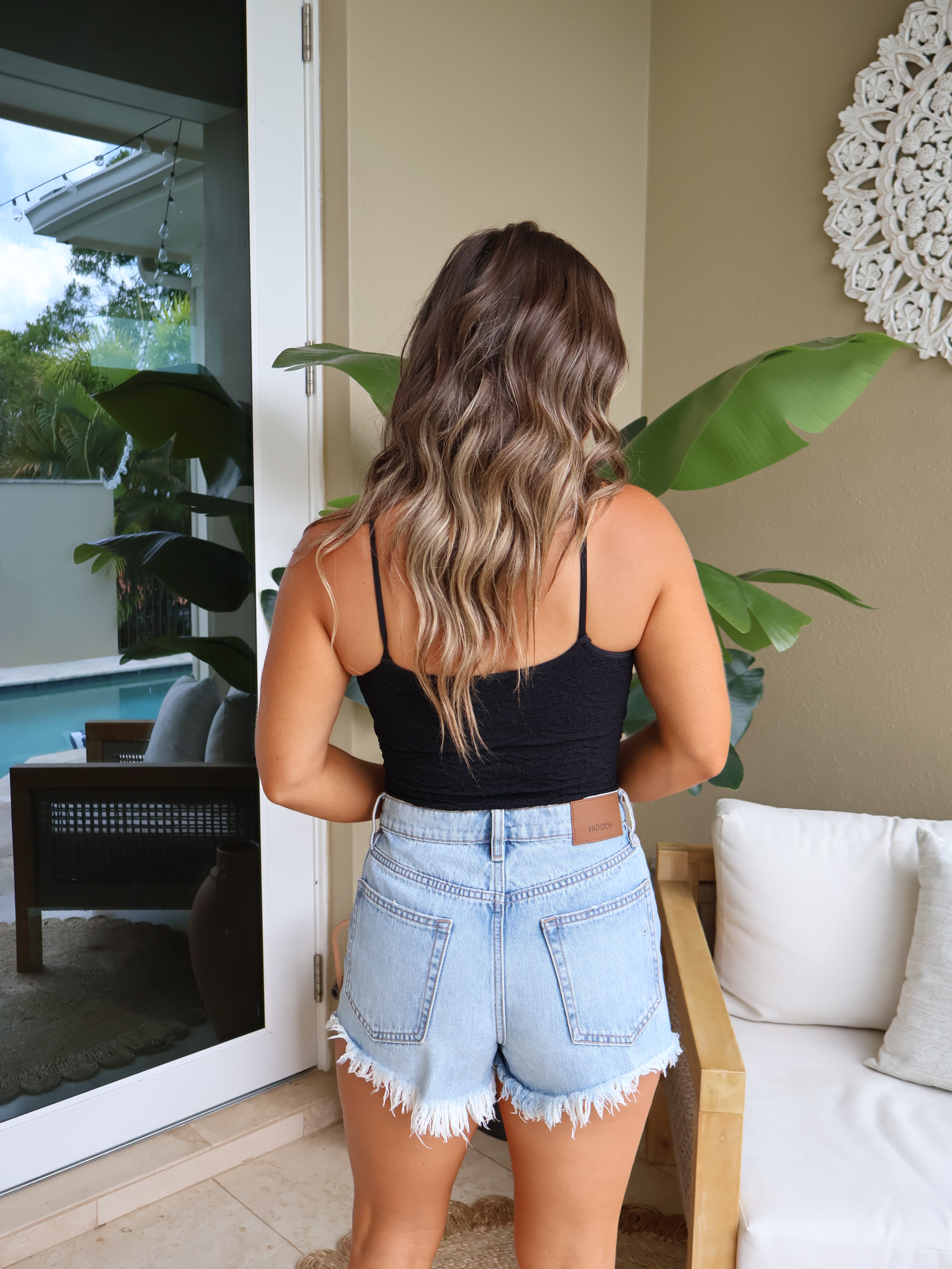Rio Basic Lace Textured Tank Black