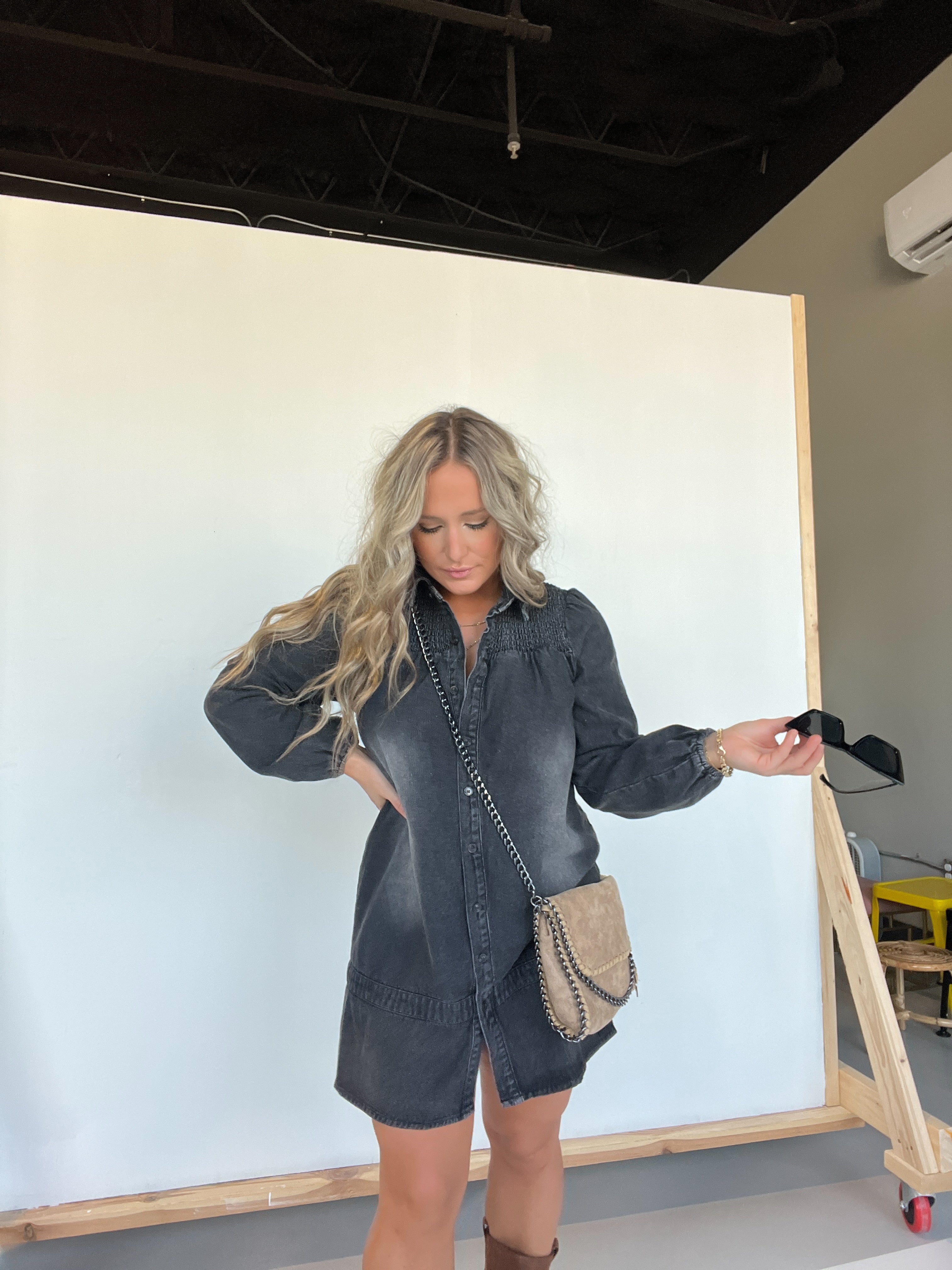 Cheyenne Denim Dress Washed Black