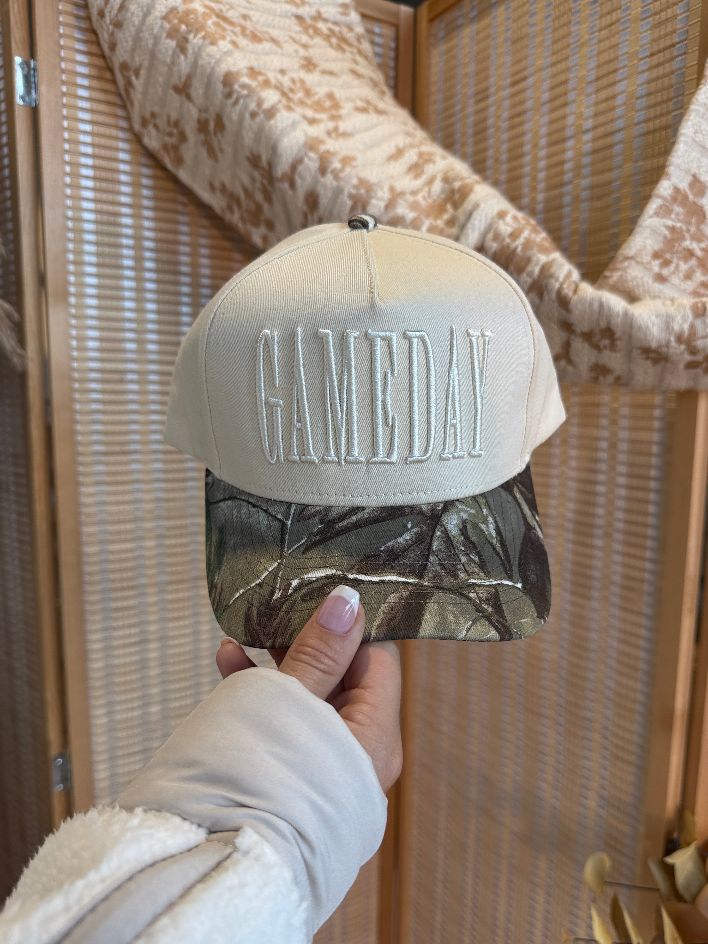 Game Day Vintage Trucker Hat Camo White