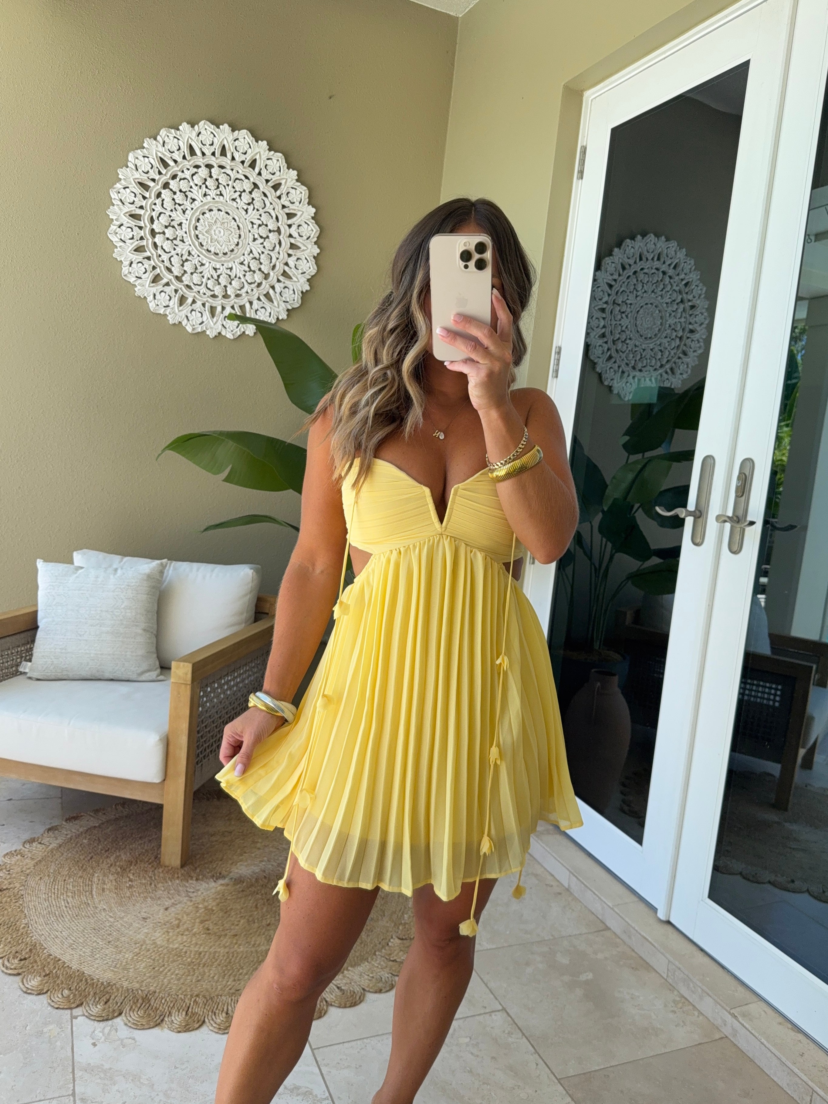 Daisy Dreams Pleated Mini Dress Butter