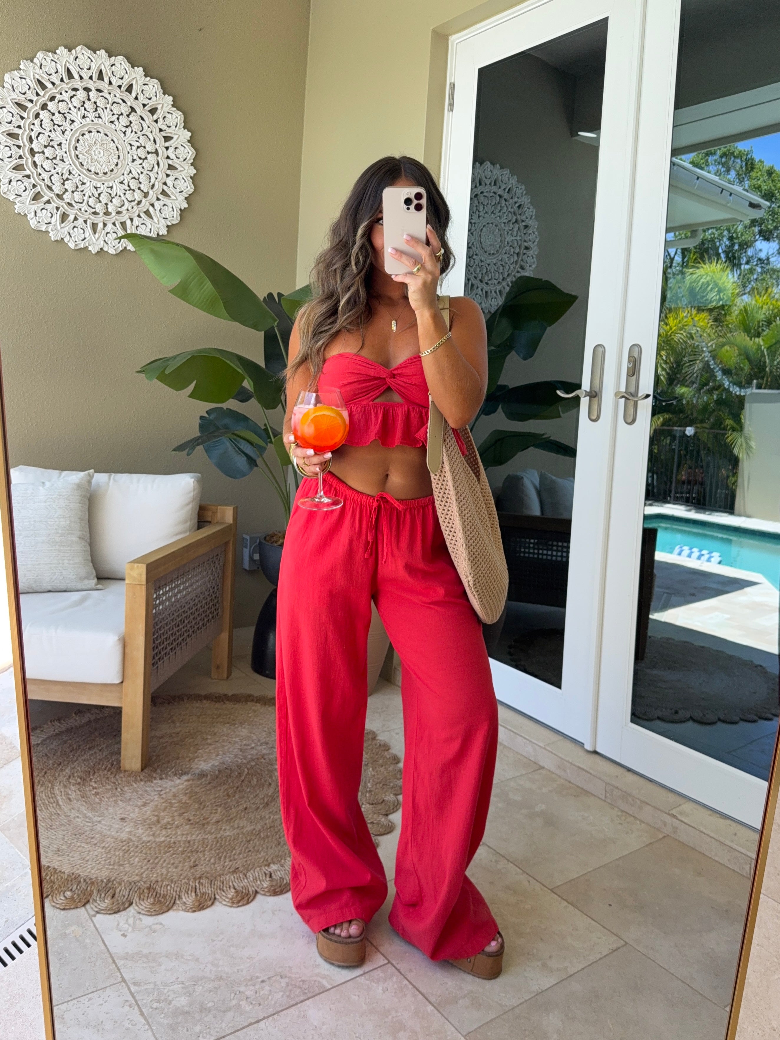 Sunset Date Pants Cherry