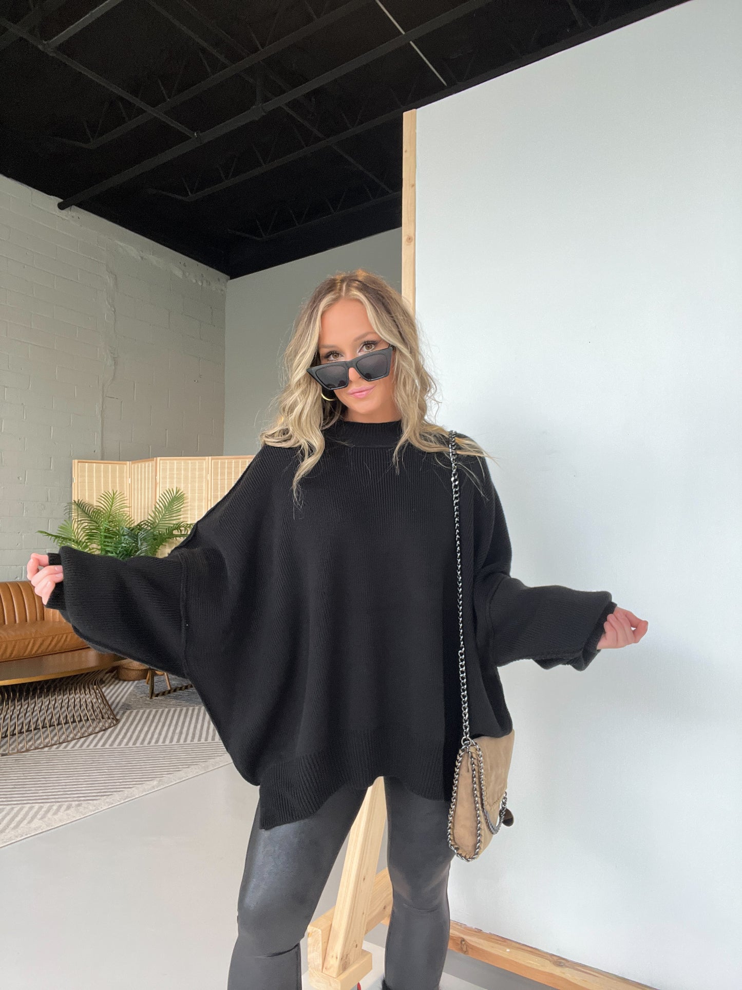 Promise Me Oversized Sweater Black