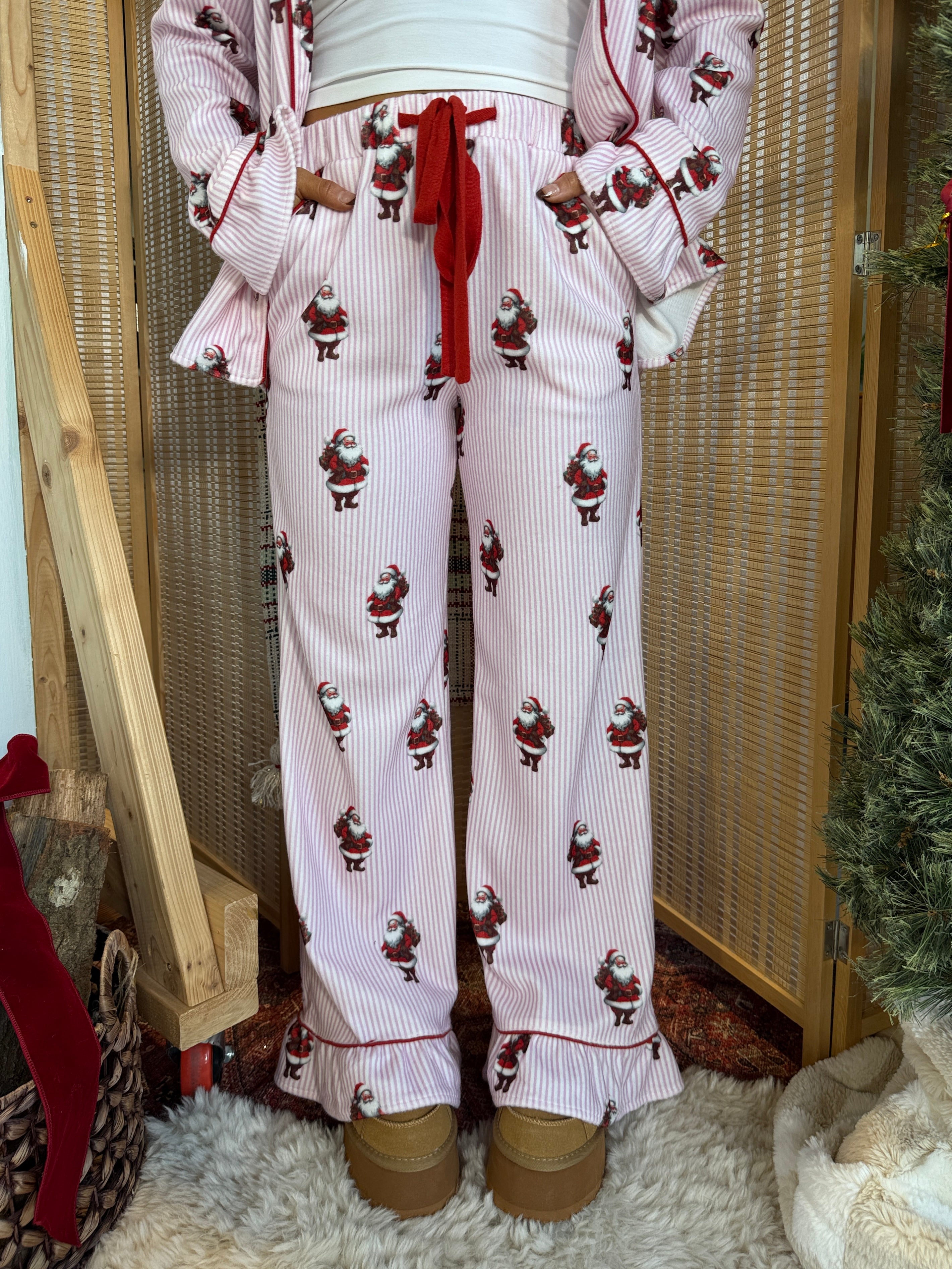 Santa's Coming to Town Pajama Set Pink