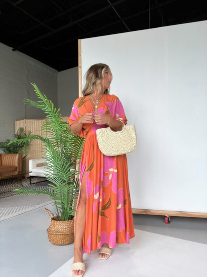 Vacay Skies Floral Maxi Dress Apricot