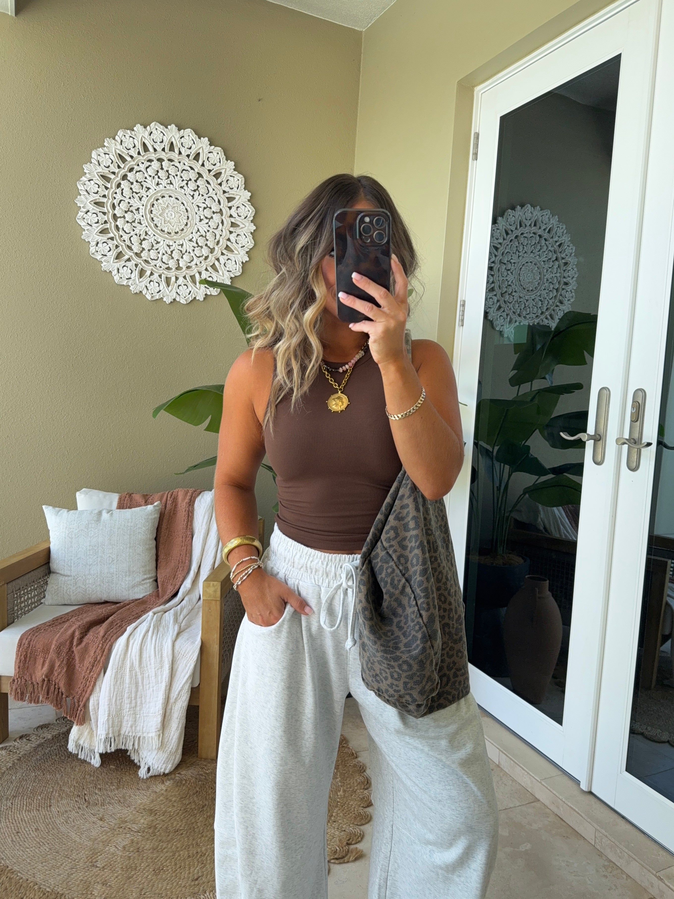 For the Moment Ribbed Tank Brown