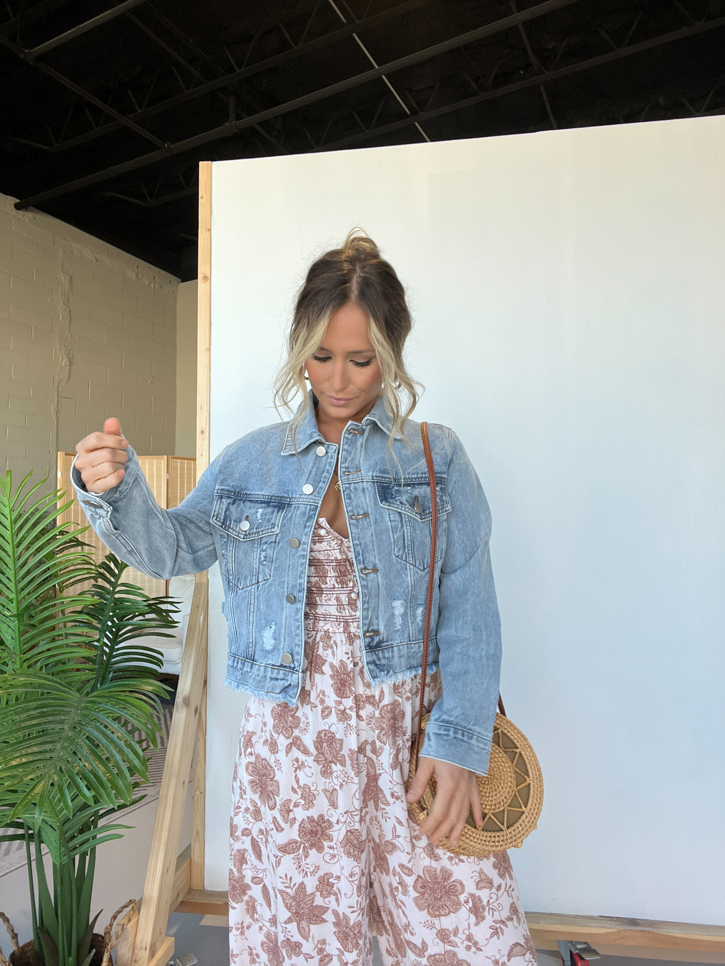 Friendship Distressed Denim Jacket