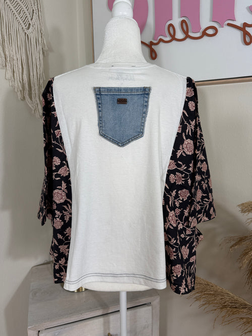 Johnny Cash Mix & Match Tee Black Floral main image 1