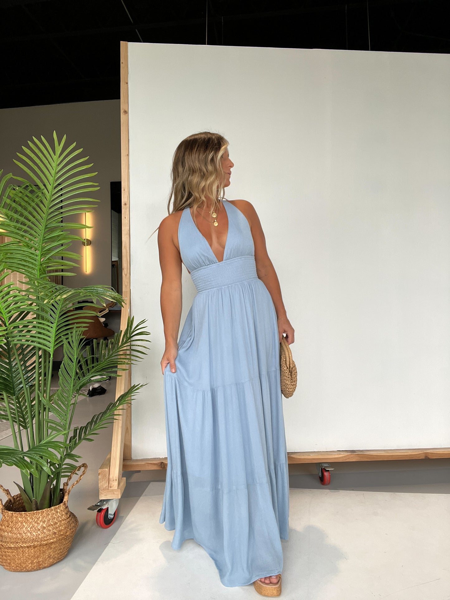 Here Comes The Sun Maxi Dress Baby Blue