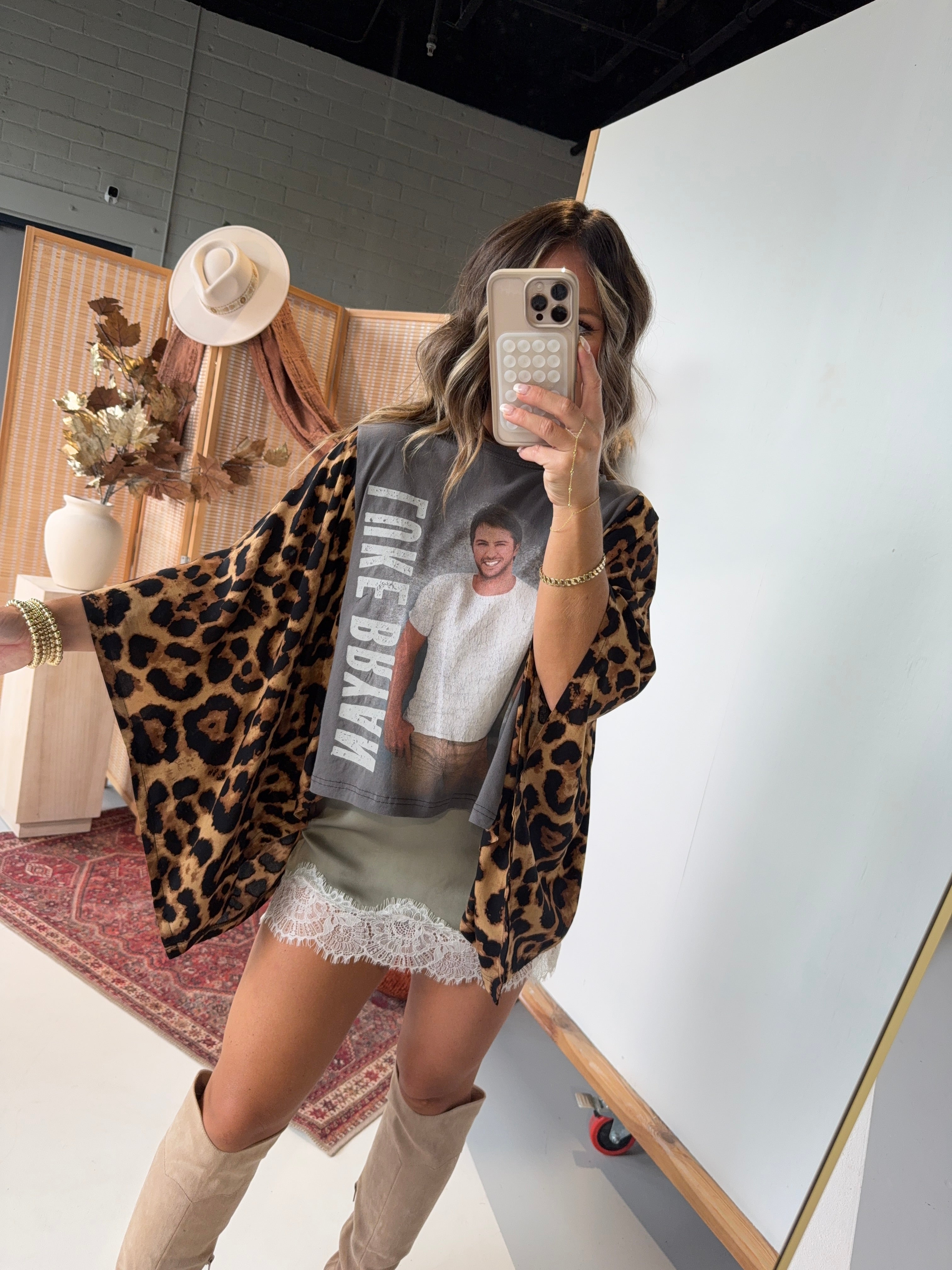Luke Bryan Mix & Match Tee Grey Cheetah